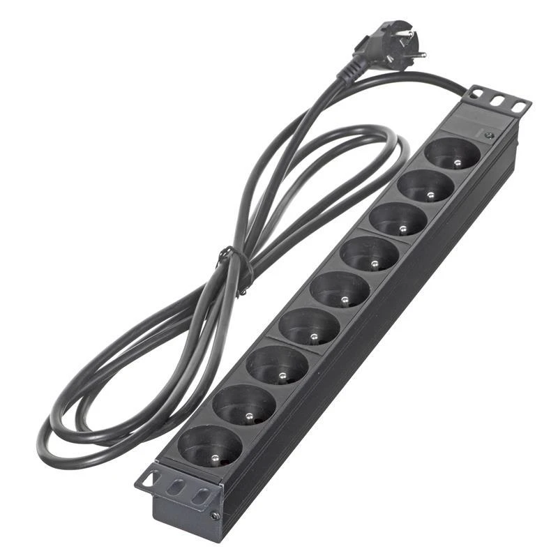 Alantec maitinimo lizdas 19'' 230V - 9 lizdai (E tipo - CEE 7/5), su LED, 3,0 m laidas CEE 7/7 (PZ091U3M)