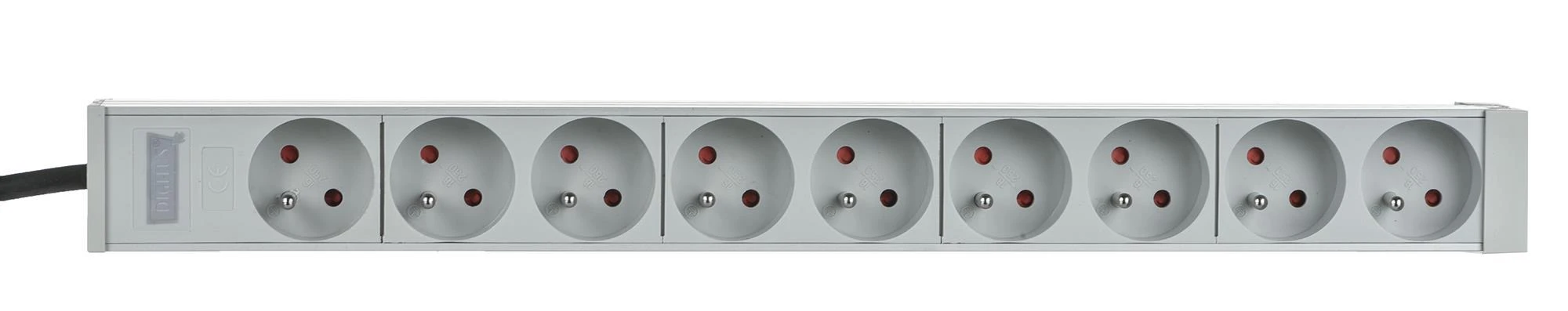 Assmann Electronic DIGITUS A-19-STRIP-3-IMP PDU išėjimo juosta 19 RACK 9xType E 1,8 m laidas su Schuko aliuminio