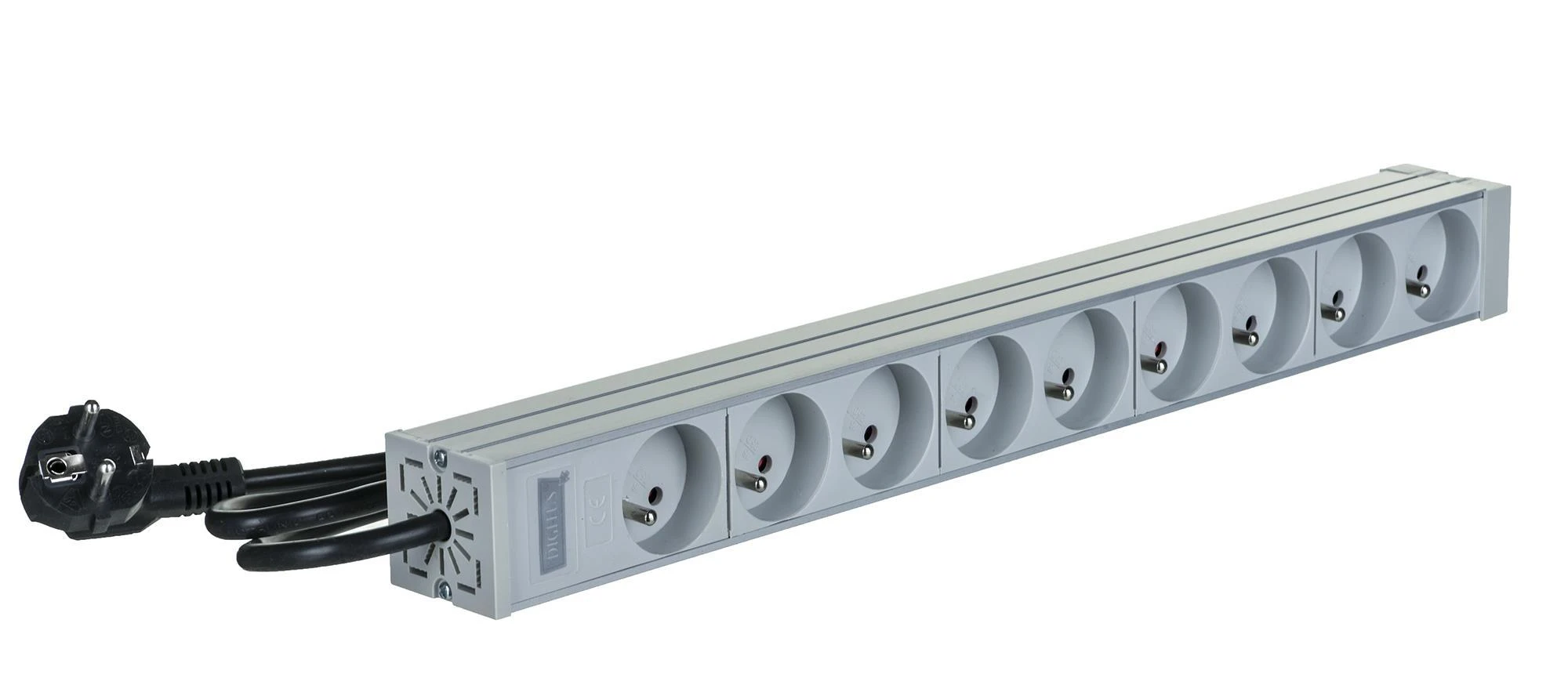 Assmann Electronic DIGITUS A-19-STRIP-3-IMP PDU išėjimo juosta 19 RACK 9xType E 1,8 m laidas su Schuko aliuminio