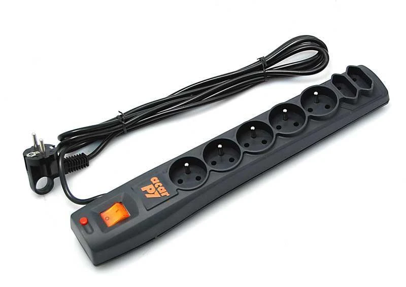 Prailgintuvas su apsauga Acar P7 juodas - 7 lizdai - 3m