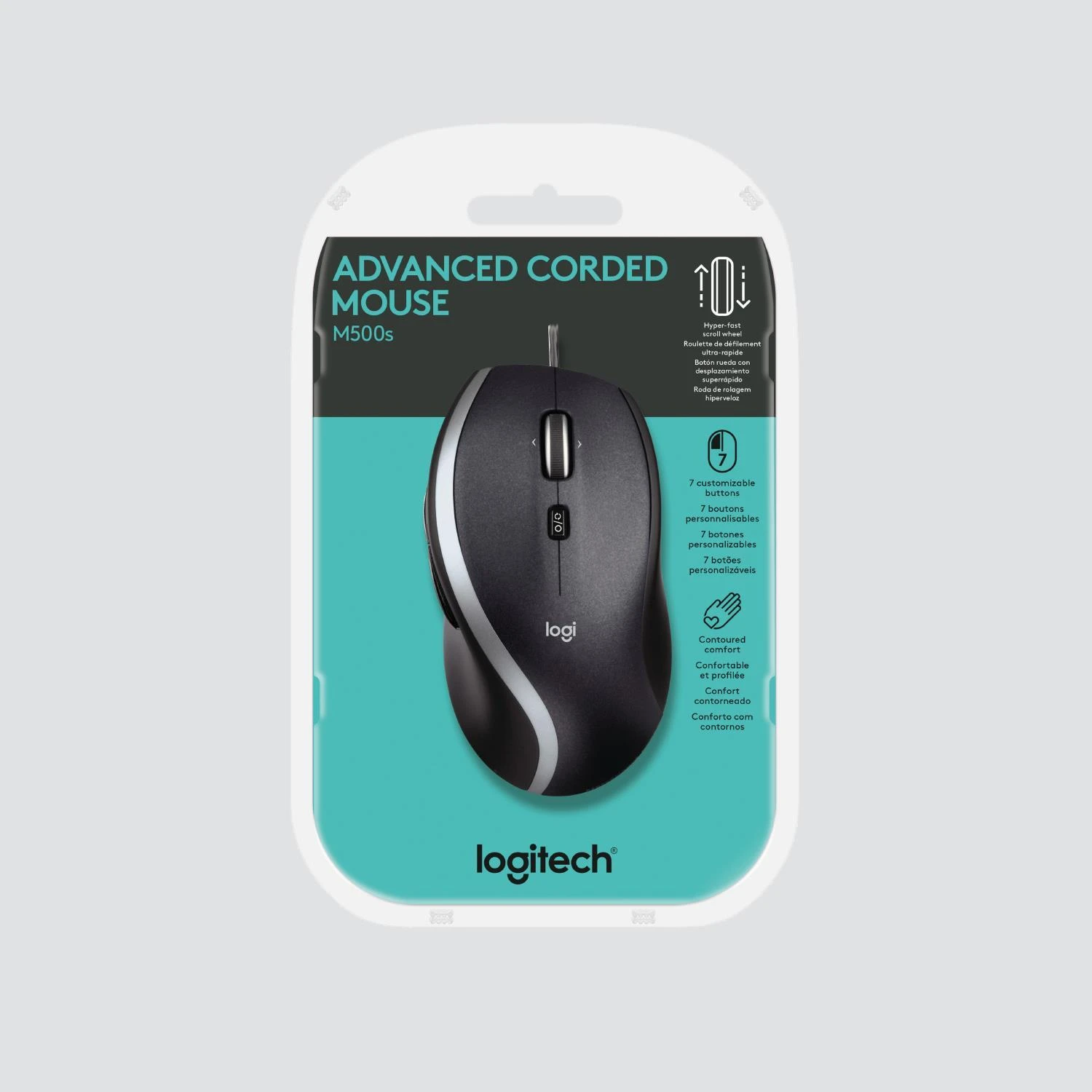 Logitech M500 Advanced Laidinė pelė, USB Type-A, Optinė, 4000 DPI, Juoda
