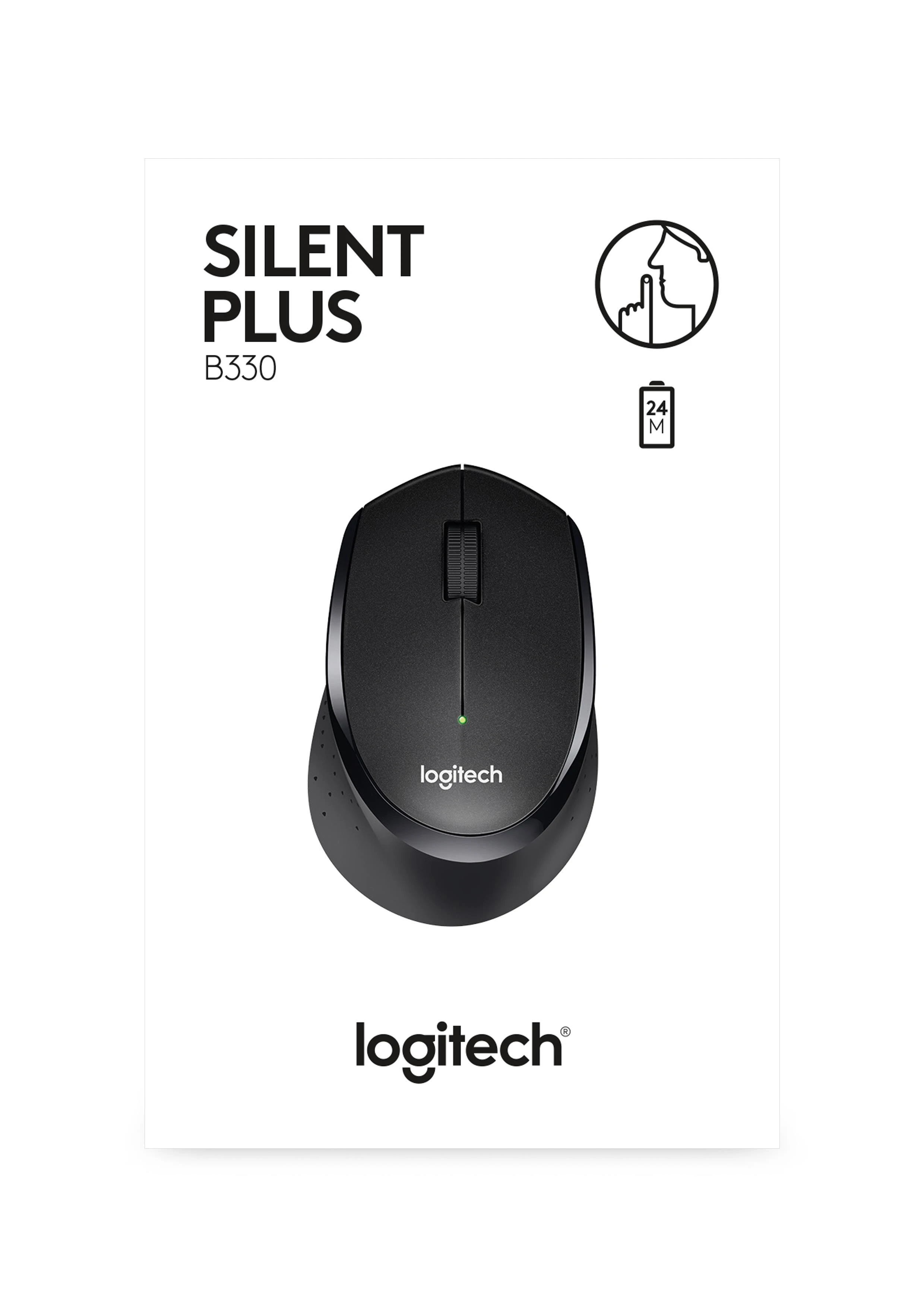 Tyli belaidė optinė pelė Logitech B330, Juoda