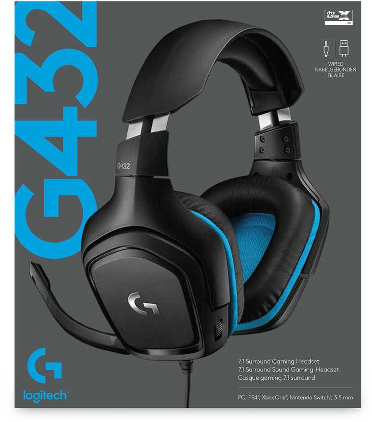 Žaidimų ausinės Logitech G432 7.1 Erdvinis Garsas, USB ir 3,5mm jungtys |  Varle.lt