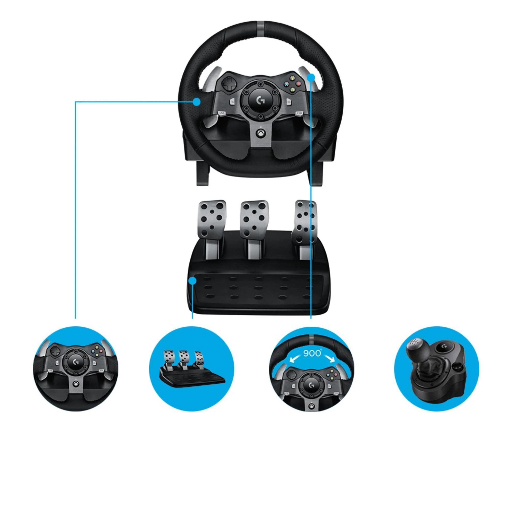 Logitech G920 Driving Force žaidimų vairas skirtas Xbox One ir PC su pedalais
