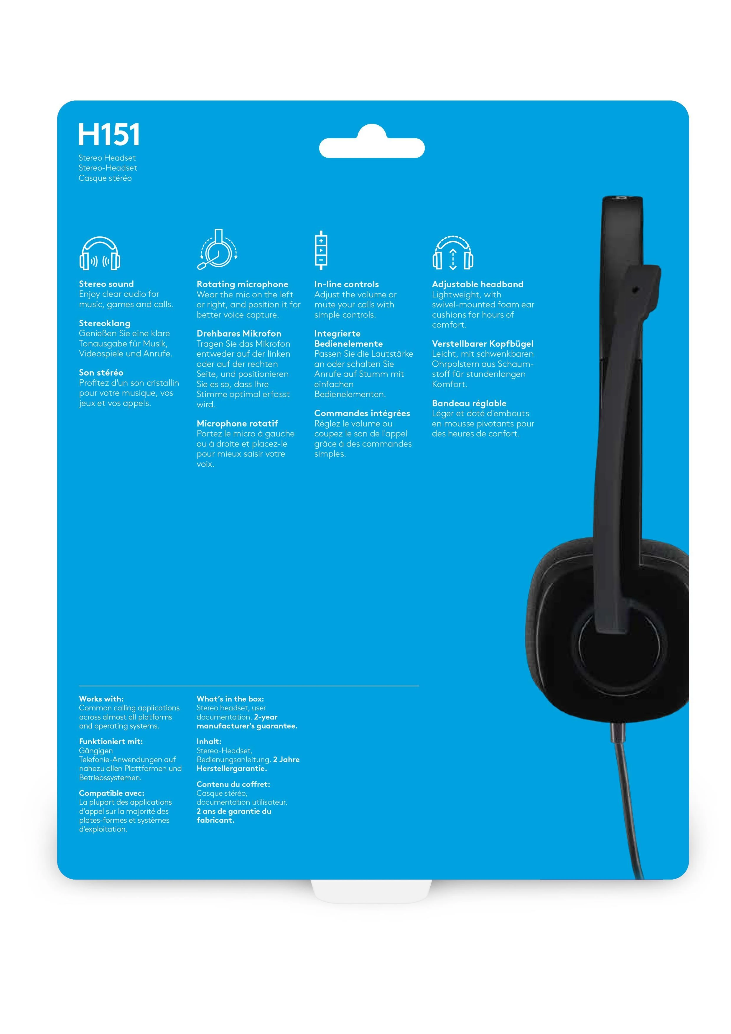 Universalios ausinės Logitech H151 su mikrofonu, 3,5mm jungtis
