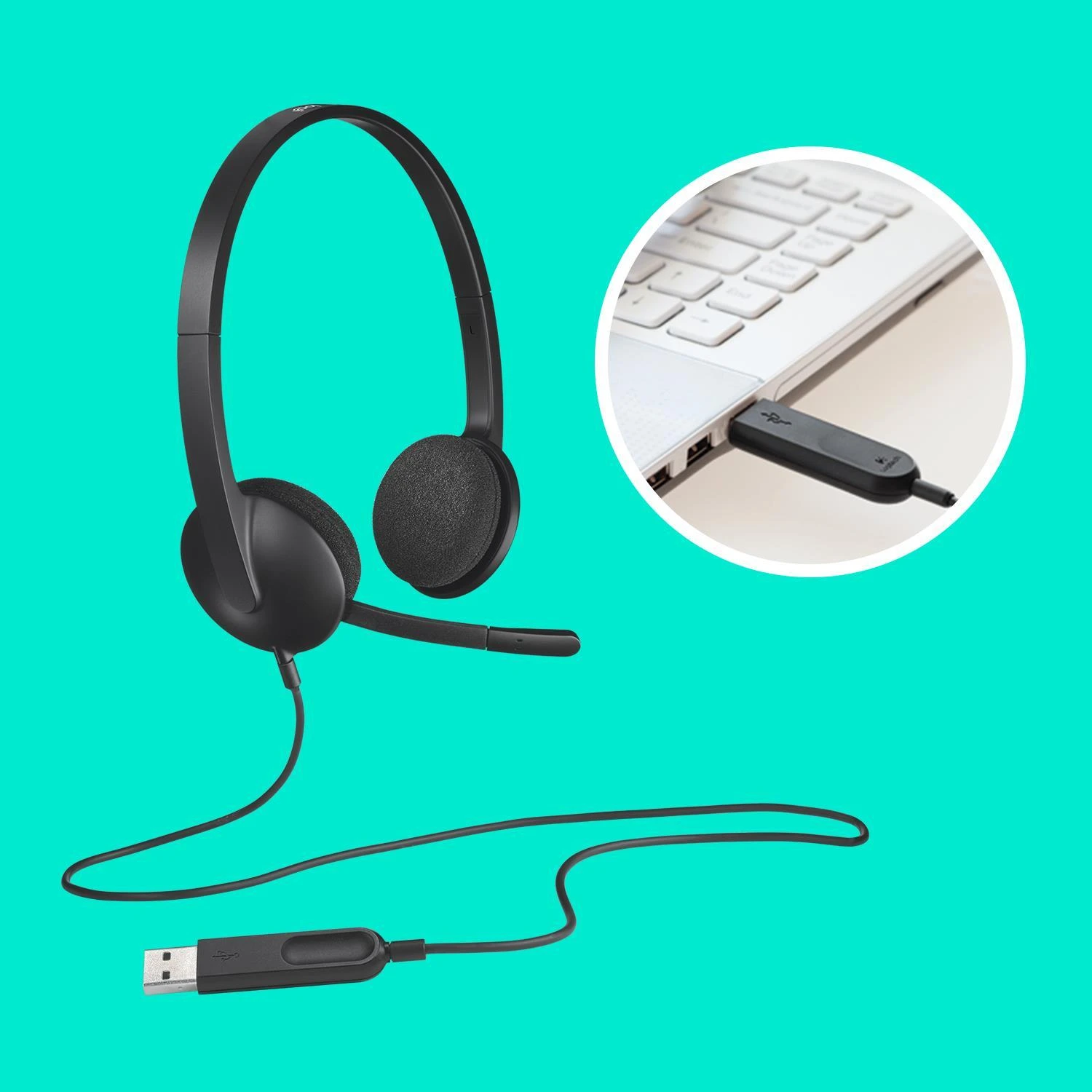 LOGITECH USB Ausinės H340 Ausinės on-ear su laidu