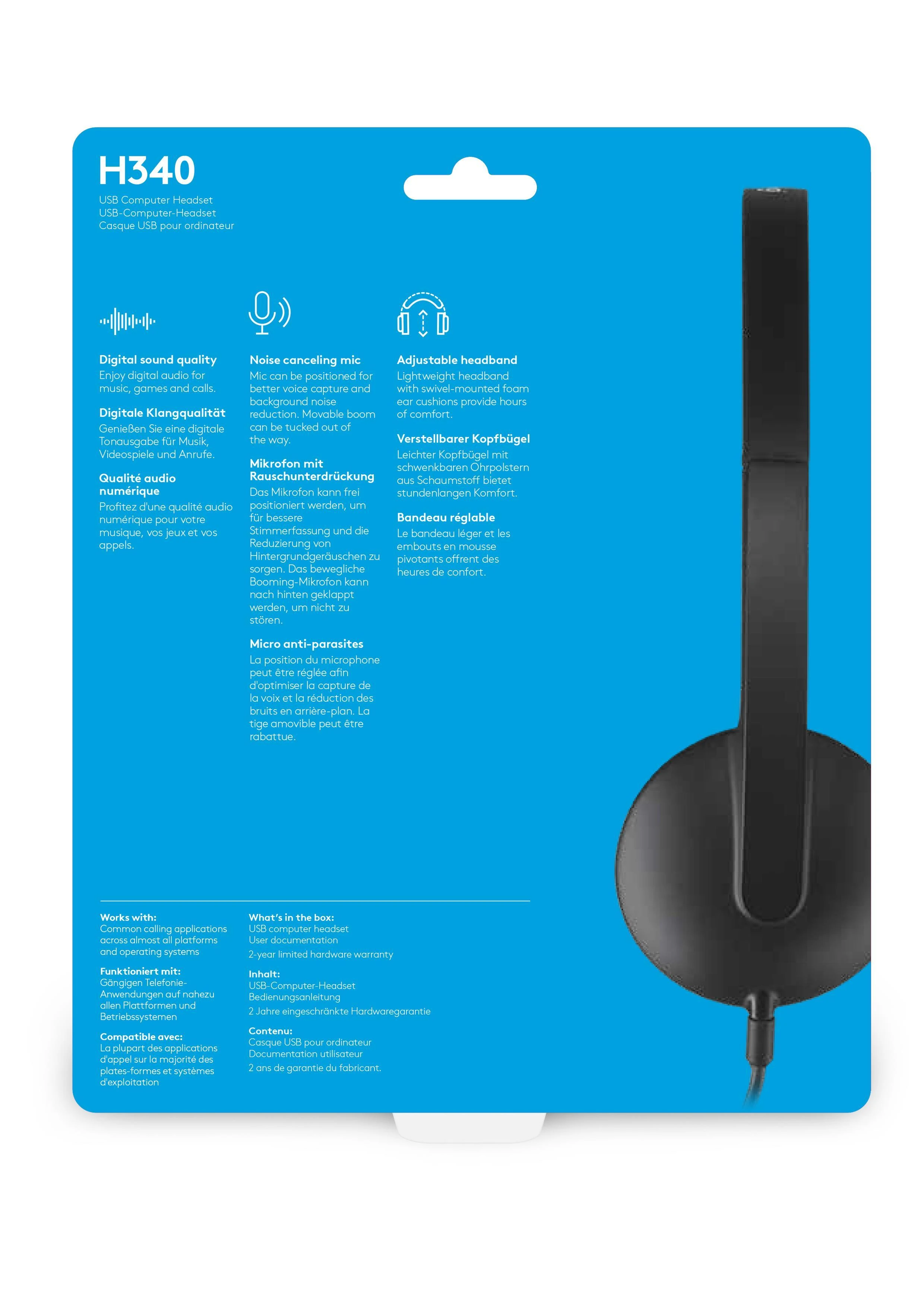 LOGITECH USB Ausinės H340 Ausinės on-ear su laidu