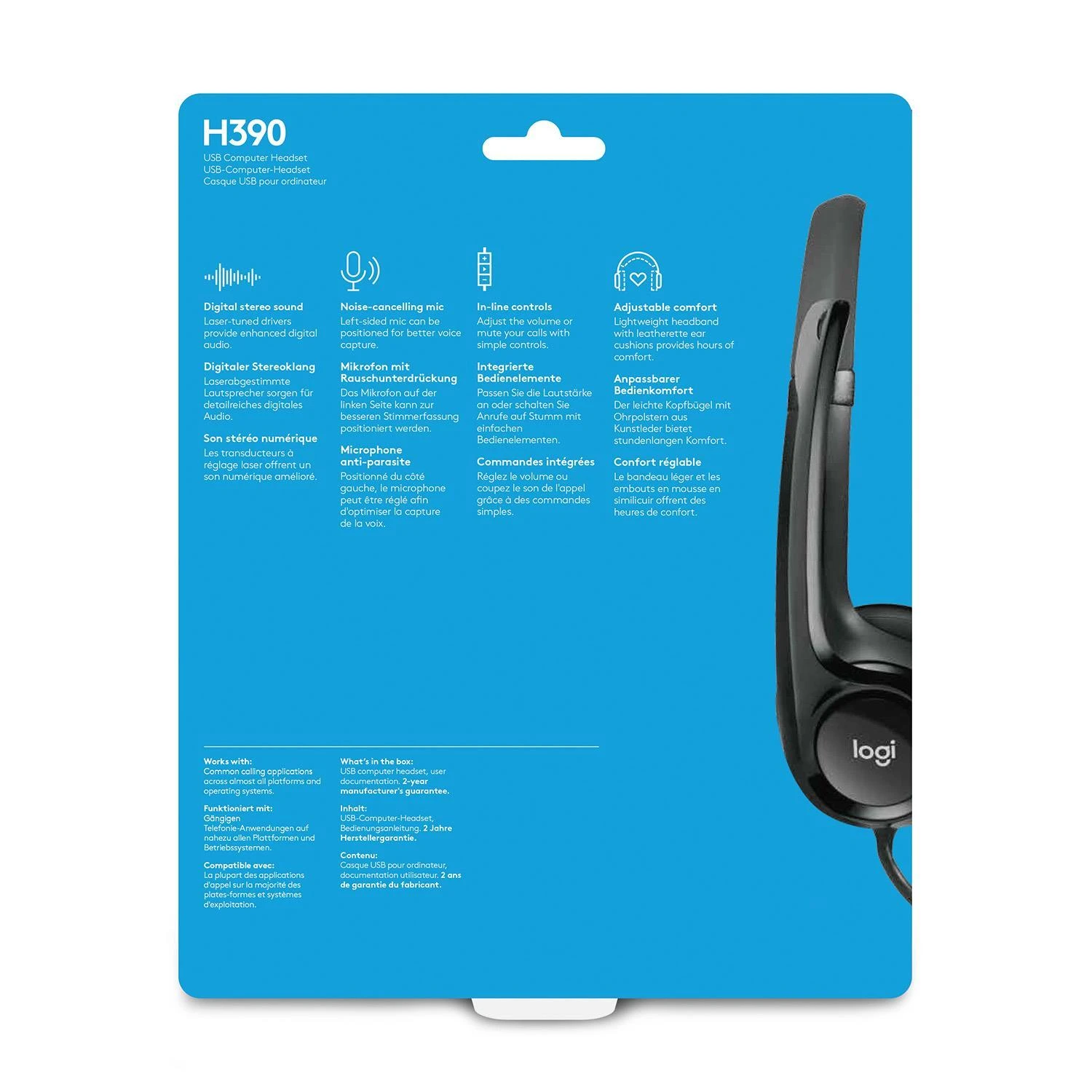 Universalios ausinės Logitech H390, su mikrofonu, USB jungtis