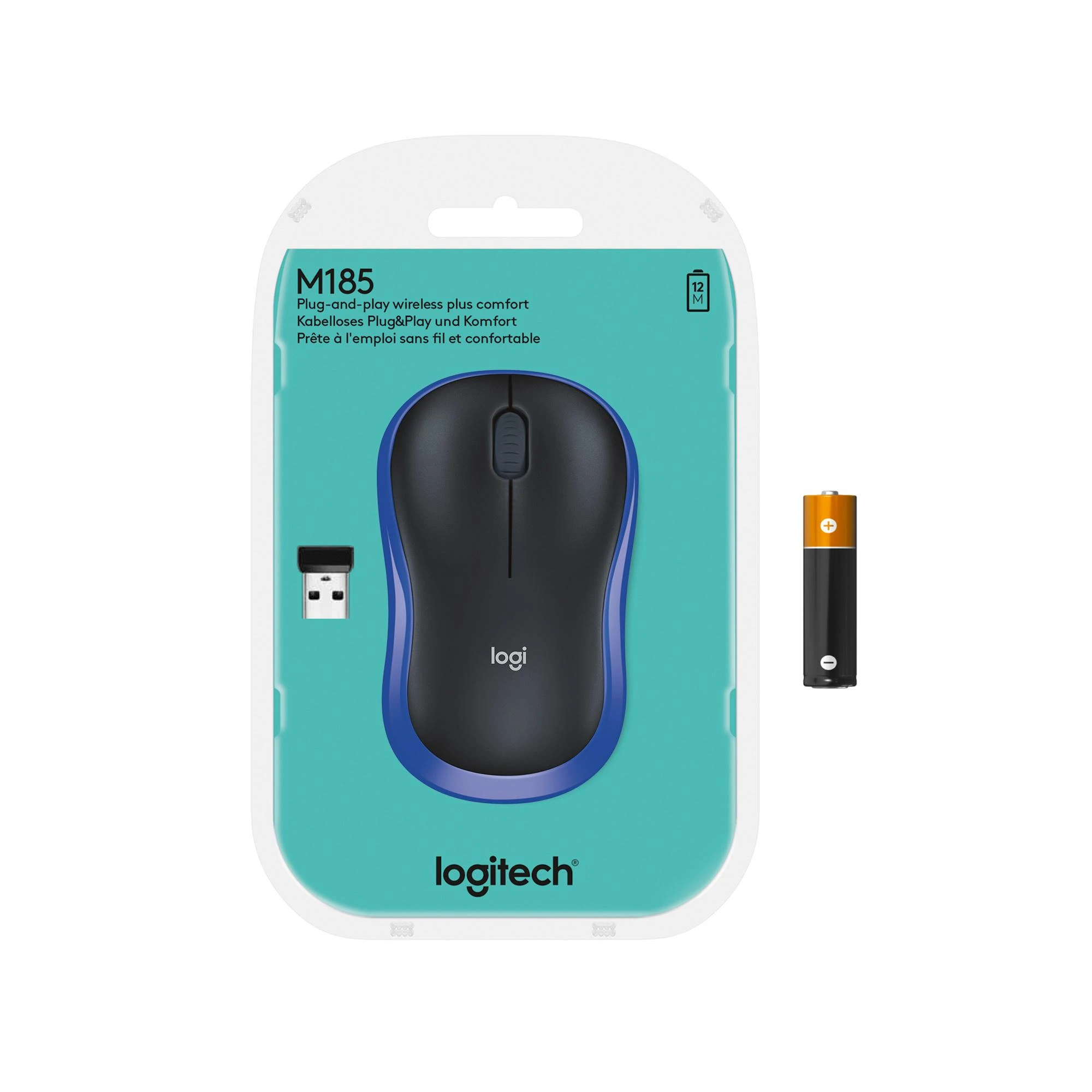 Bevielė pelė Logitech M185, Mėlyna