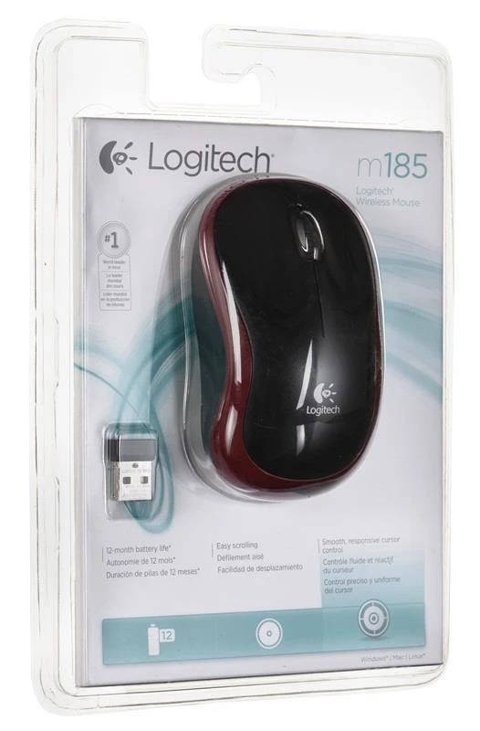Bevielė pelė Logitech M185. Raudona