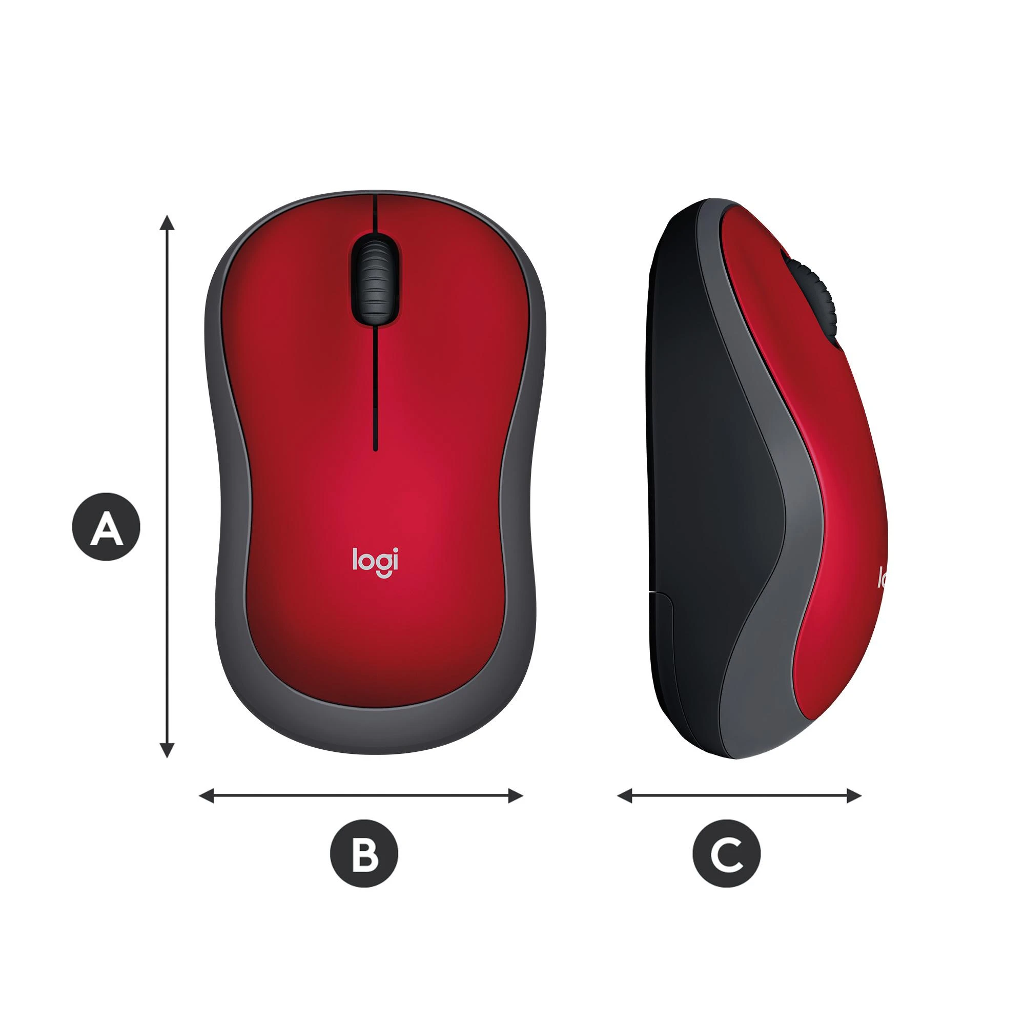 Bevielė pelė Logitech M185. Raudona