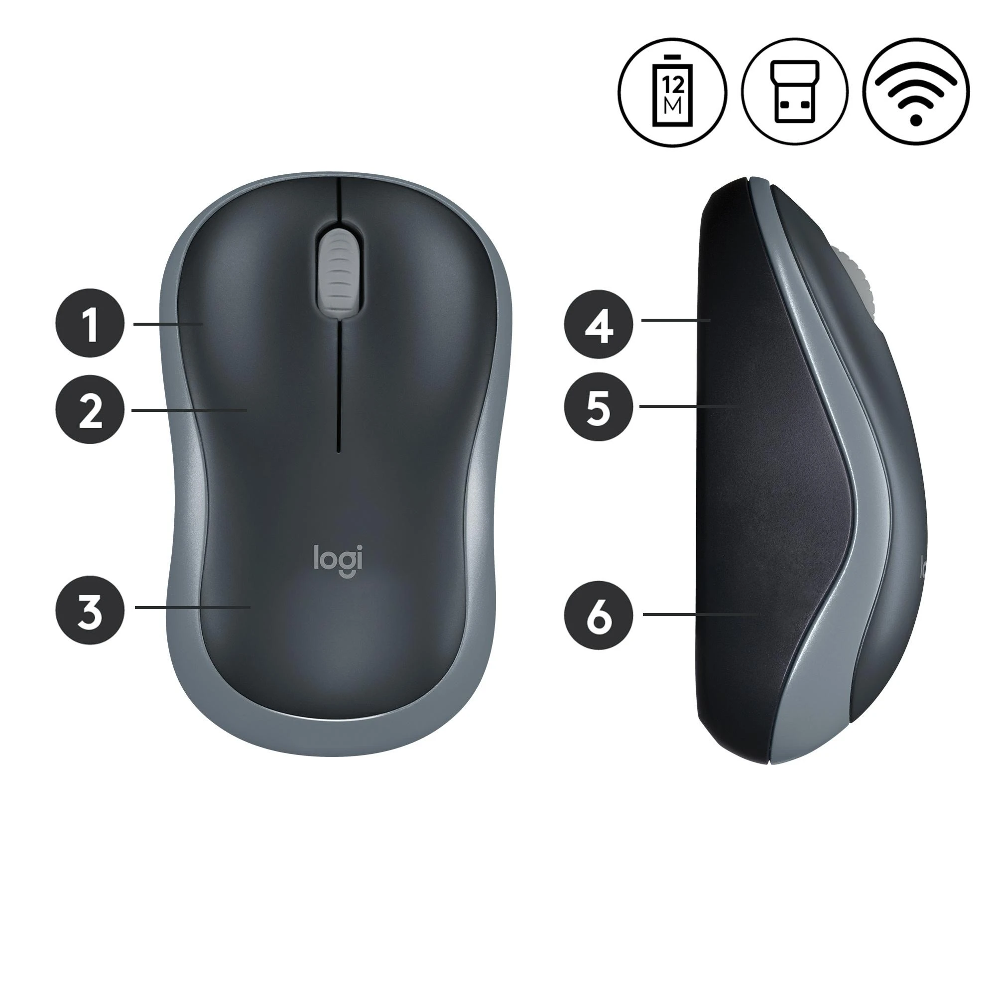Pelė Logitech M185 pilka (910-002238)
