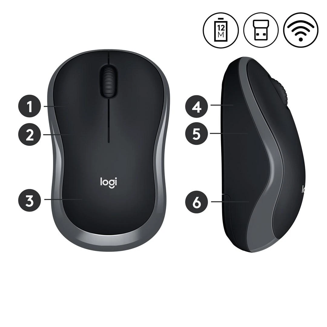 Bevielė pelė Logitech M185 pilka