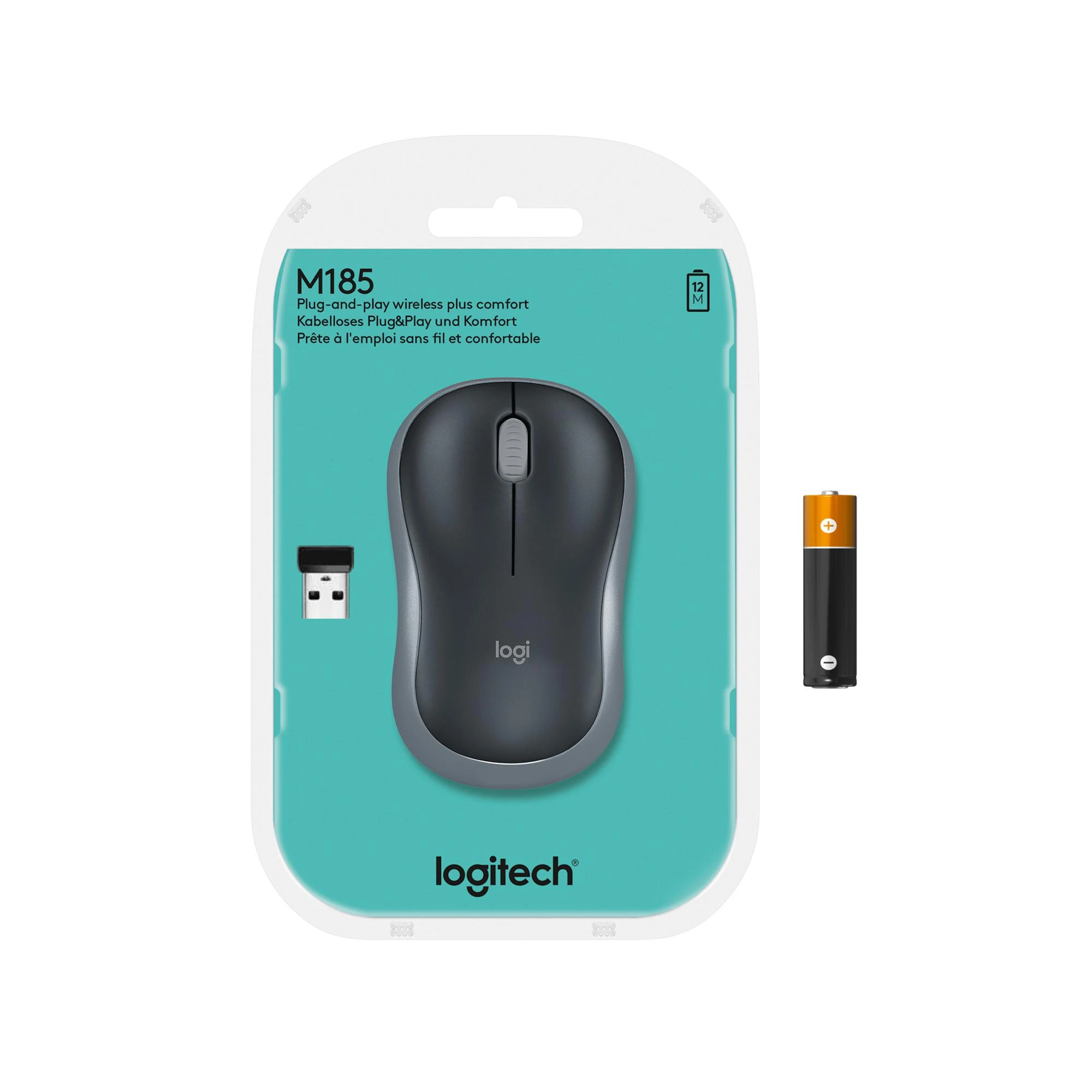 Bevielė pelė Logitech M185 pilka