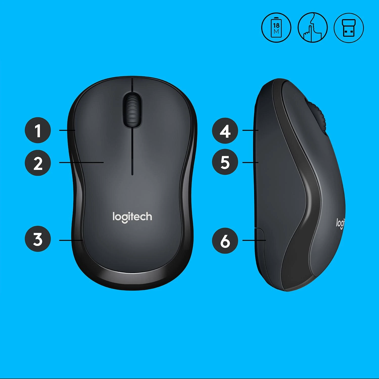 Belaidė pelė LOGITECH M220 Silent Juodai pilka