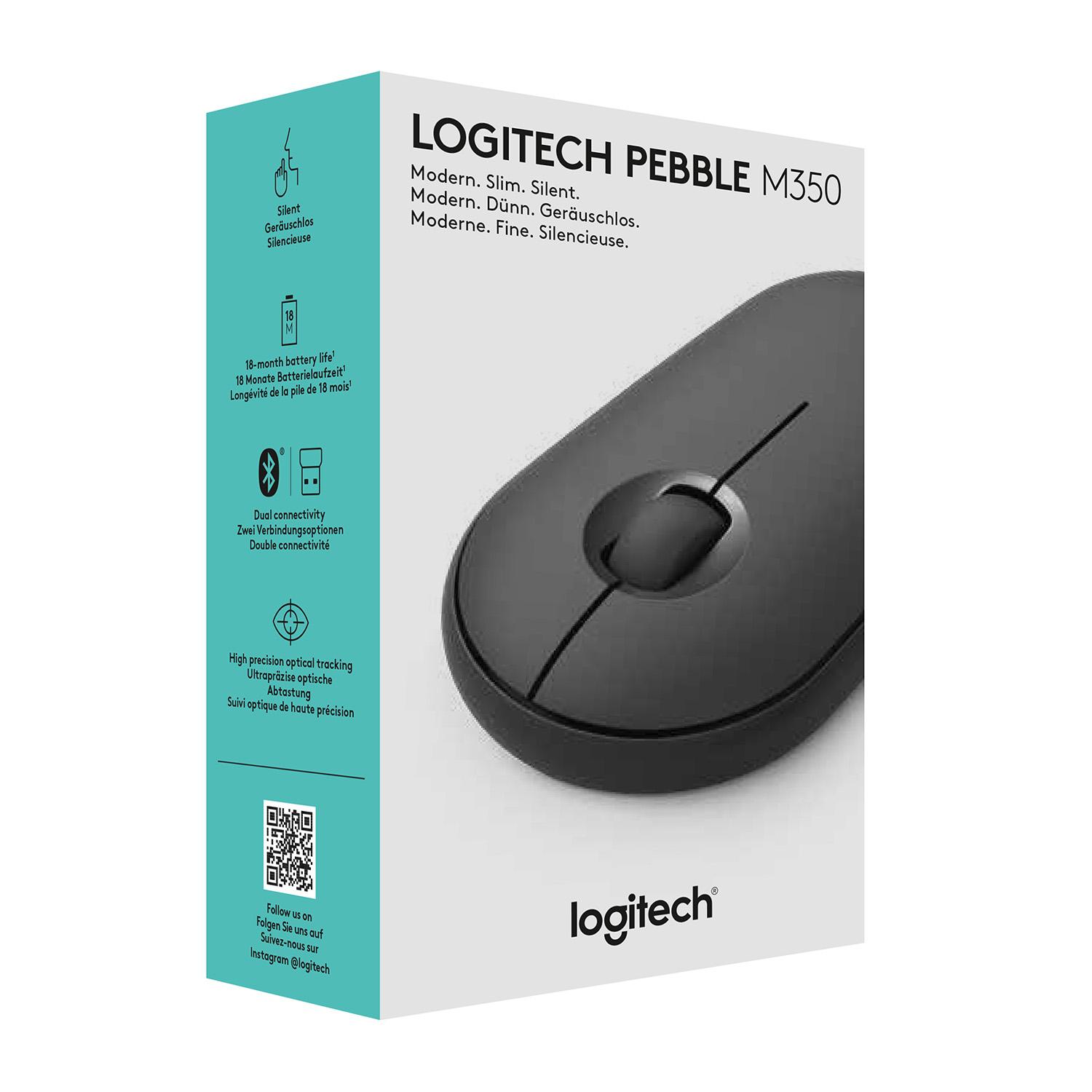 Minimalistinė moderni ir tyli belaidė pelė Logitech Pebble M350, Grafito spalvos