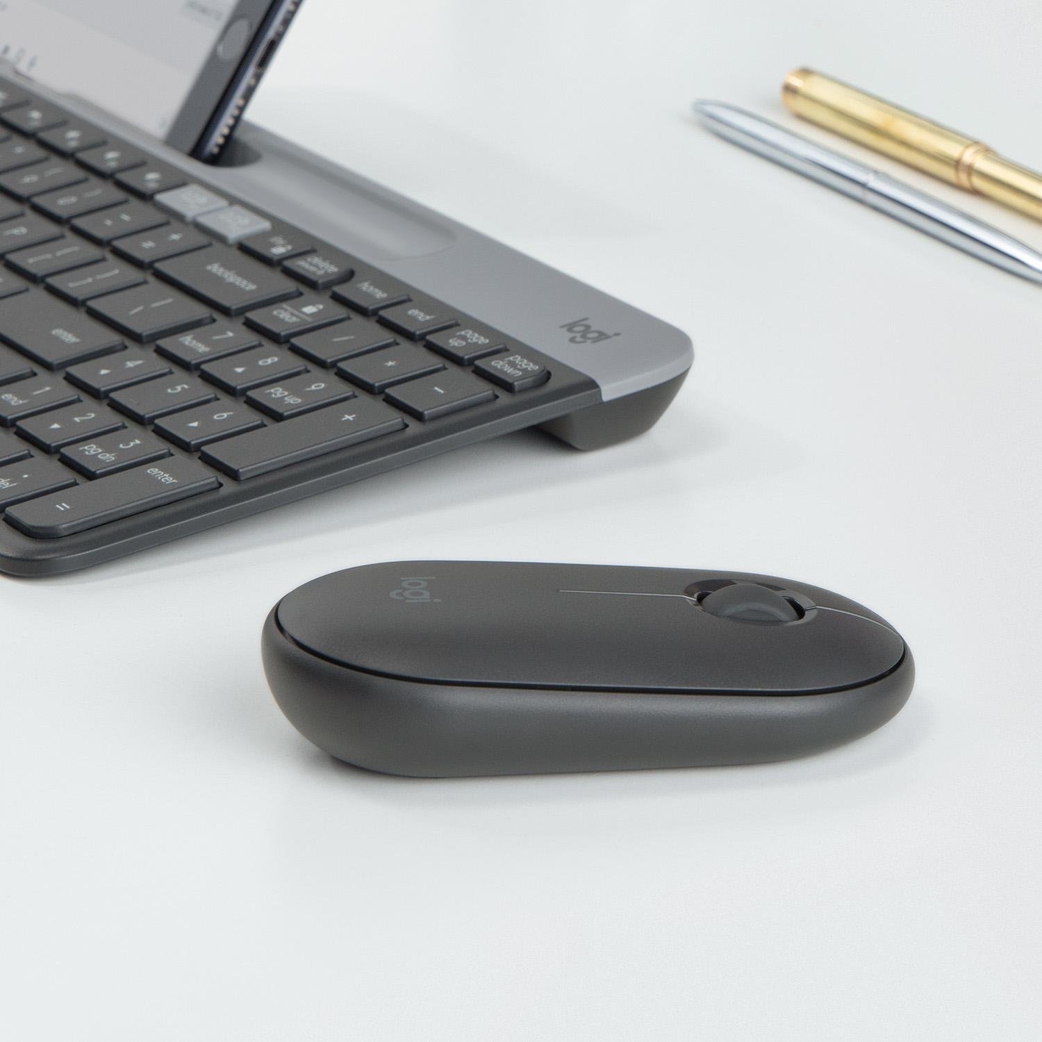 Minimalistinė moderni ir tyli belaidė pelė Logitech Pebble M350, Grafito spalvos