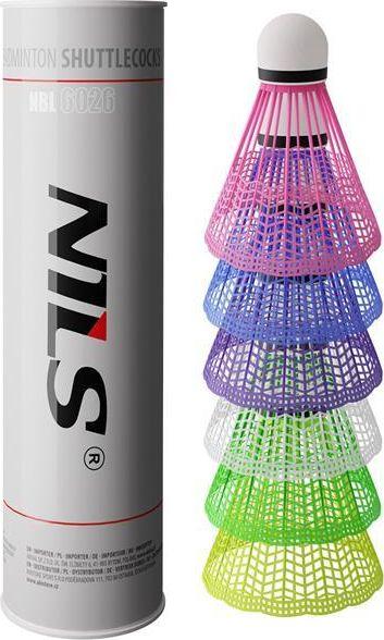 Nailoniniai badmintono plunksniukai Nils NBL6026, įvairiaspalviai, 6 vnt.