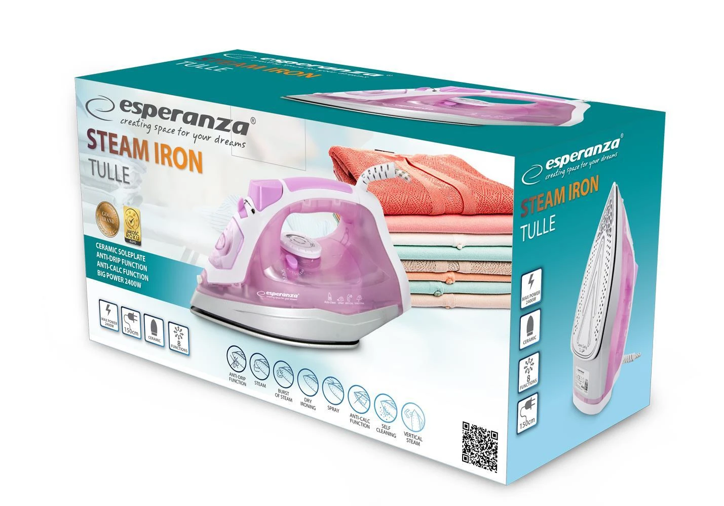 Lygintuvas - Esperanza EHI004 Keraminis Padas 2400 W, Purpurinė, Balta
