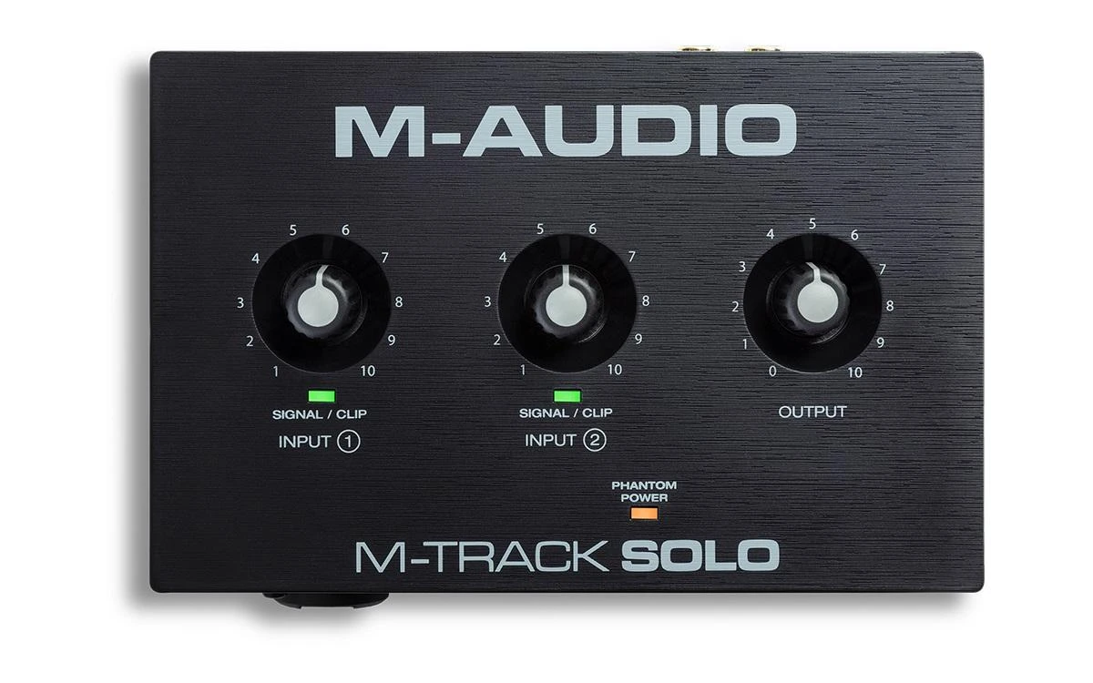M-AUDIO M-Track Solo USB garso sąsaja Krištolinis pirminis stiprintuvas 16 bitų 48 kHz Juodas