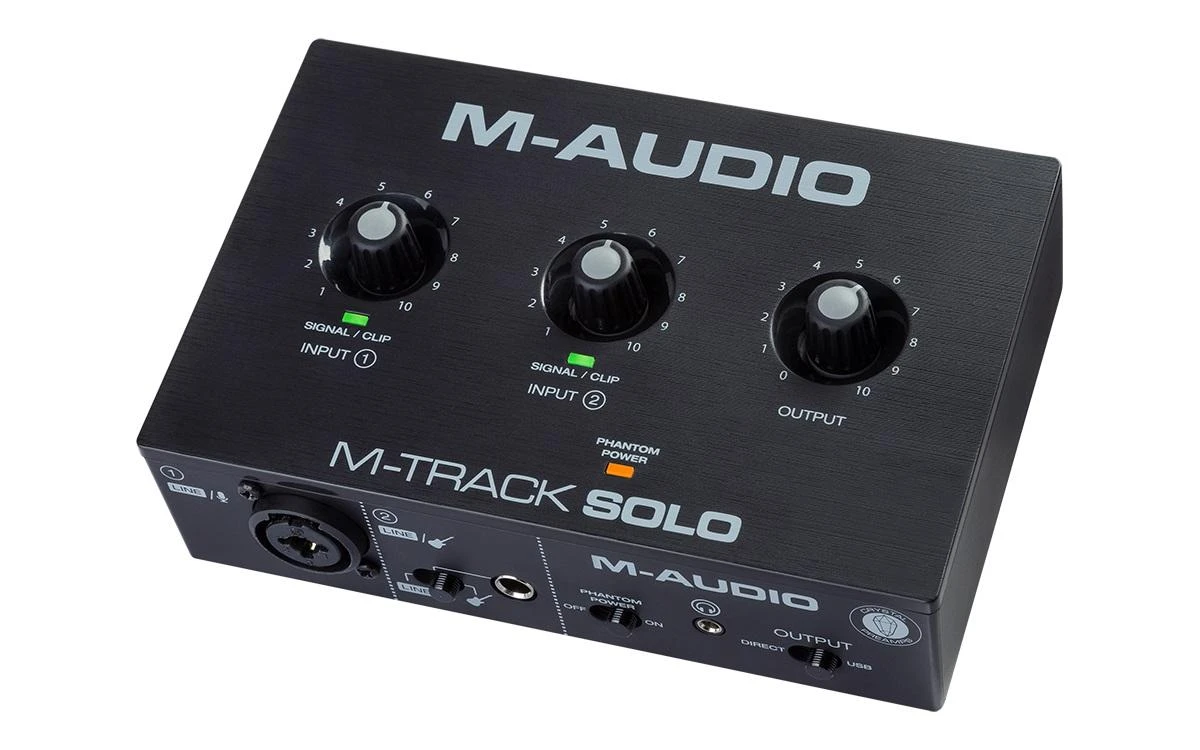 M-AUDIO M-Track Solo USB garso sąsaja Krištolinis pirminis stiprintuvas 16 bitų 48 kHz Juodas