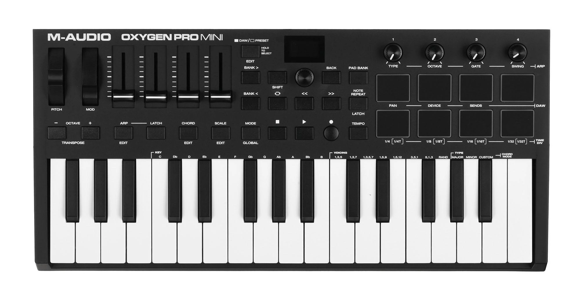 MIDI klaviatūra M-AUDIO Oxygen Pro Mini, juoda