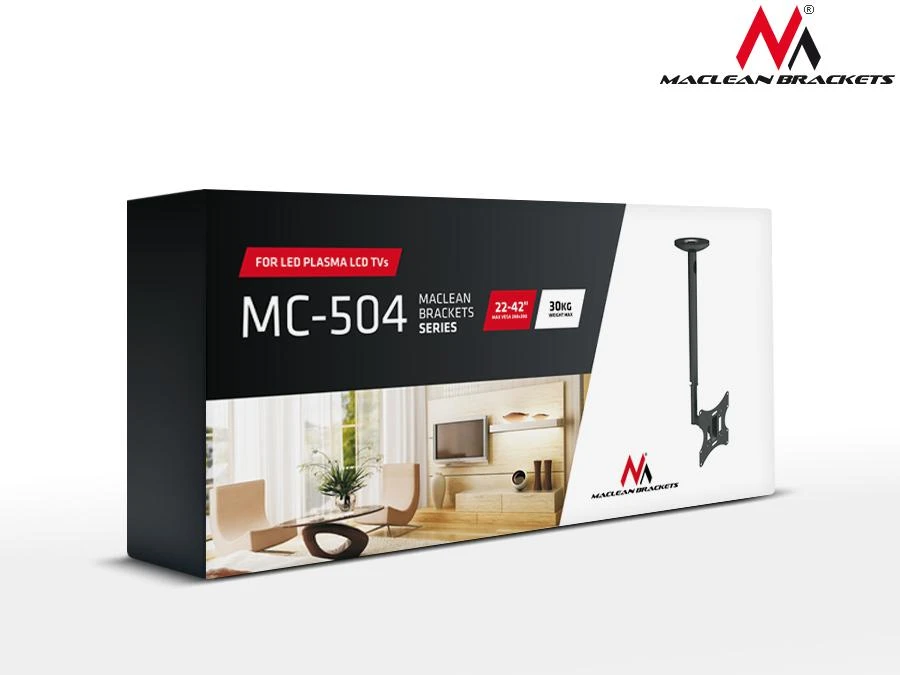 Laikiklis Montavimo sienelė televizoriui Maclean MC-504S (lubos, rotacinis, pakreipiamas - 42", maks. 30kg)