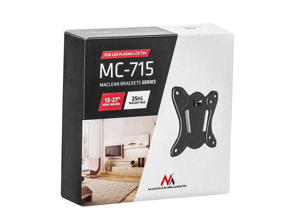 Maclean MC-715 mažas televizoriaus laikiklis sieninis laikiklis televizoriui Monitorius 13-27" LCD LED plazma 75x75 100x100