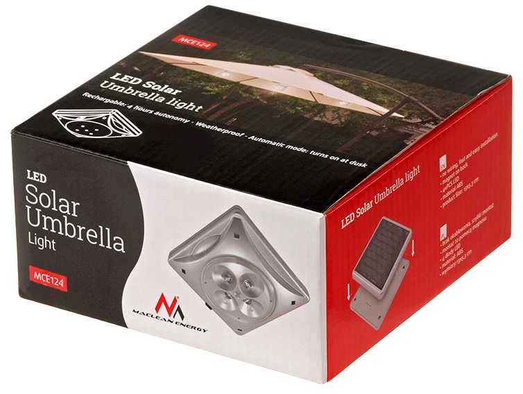 Lubinis šviestuvas Lampa „Maclean“ 4 LED saulės energija varomas skėčio žibintas, MCE124