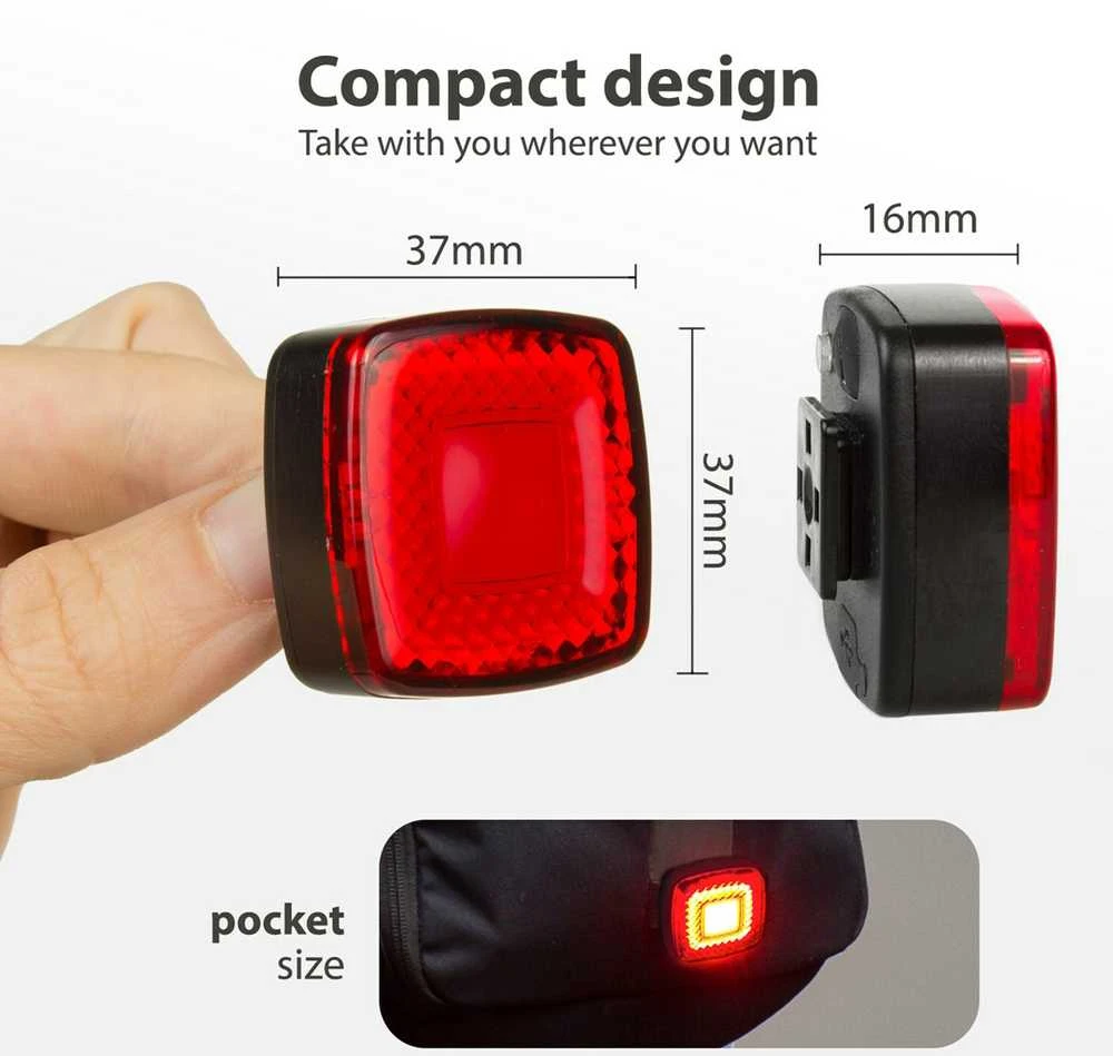Lampka „Maclean“ LED galinis dviračio žibintas, prieblandos jutiklis, USB automatinis išsijungimas COB, maks. 125 lm, 450 mAh baterija, MCE355