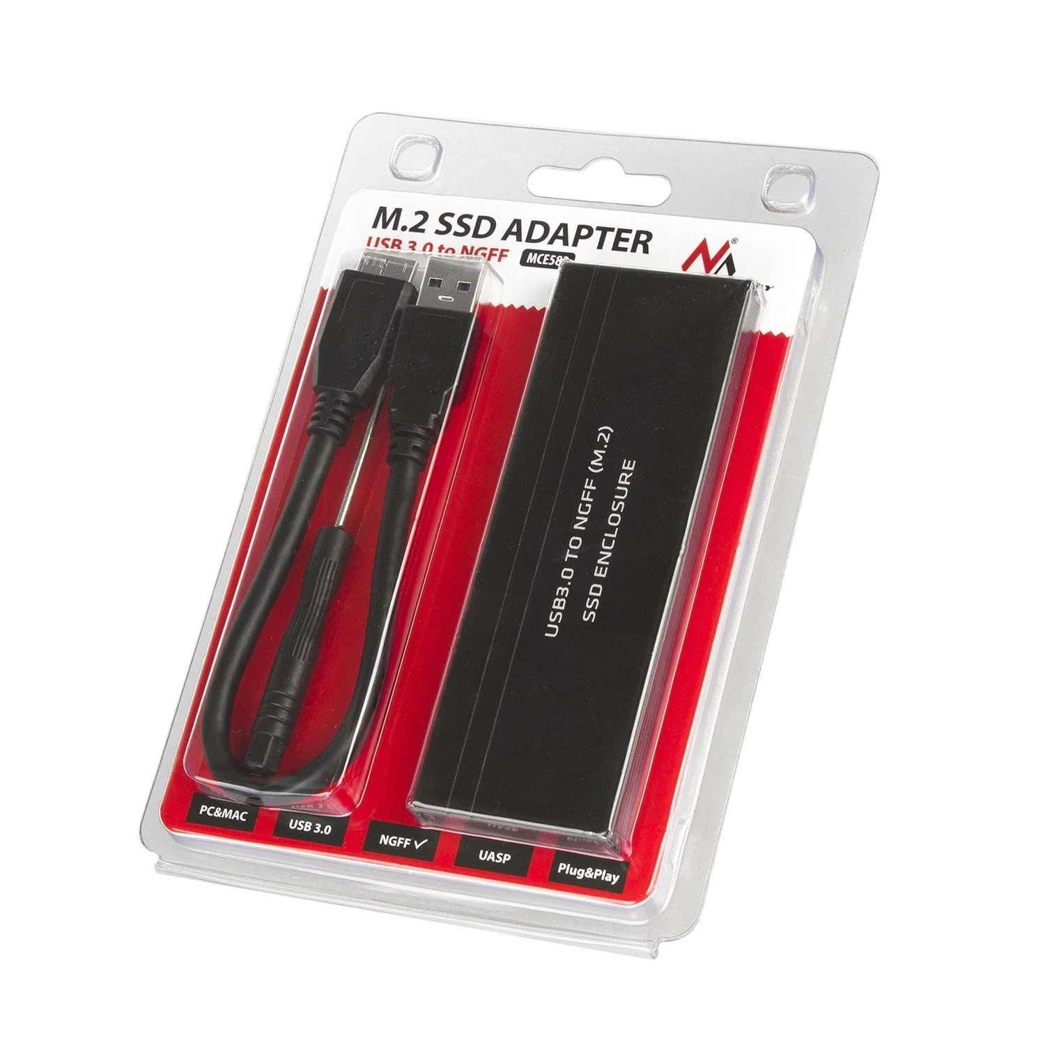 Maclean MCE582 SSD dėklo adapteris SSD M.2, NGFF, USB 3.0, dydžiai 2230/2240/2260/2280, aliuminio korpusas,