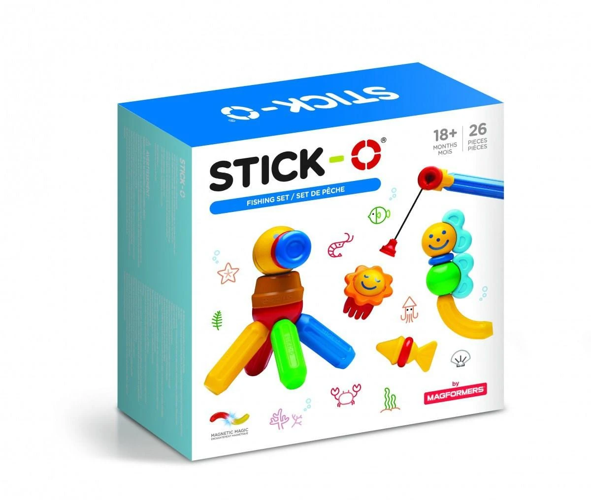 Magformers Magnetiniai blokeliai Stick-O žvejybos rinkinys 26 elementai (005-902006)