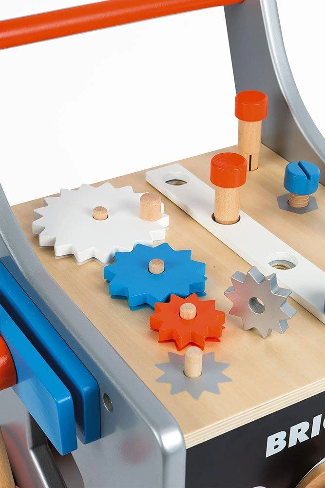 JANOD medinis magnetinis stumdukas-veiklos centras BRICO KIDS DIY TROLLEY