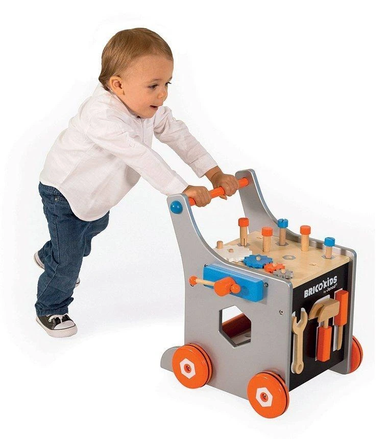 JANOD medinis magnetinis stumdukas-veiklos centras BRICO KIDS DIY TROLLEY