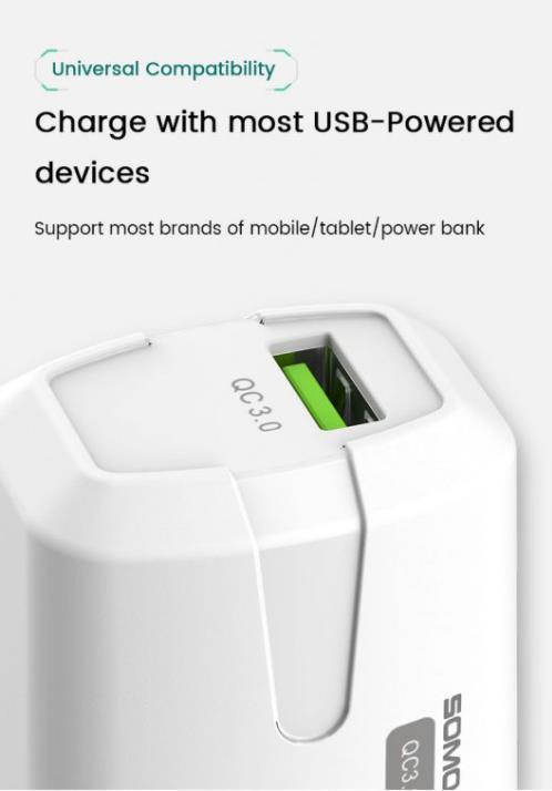 Rėmelis Somostel SMS-Q02 1x USB-A 3.1 A (MSQ02 Baltas 18W)