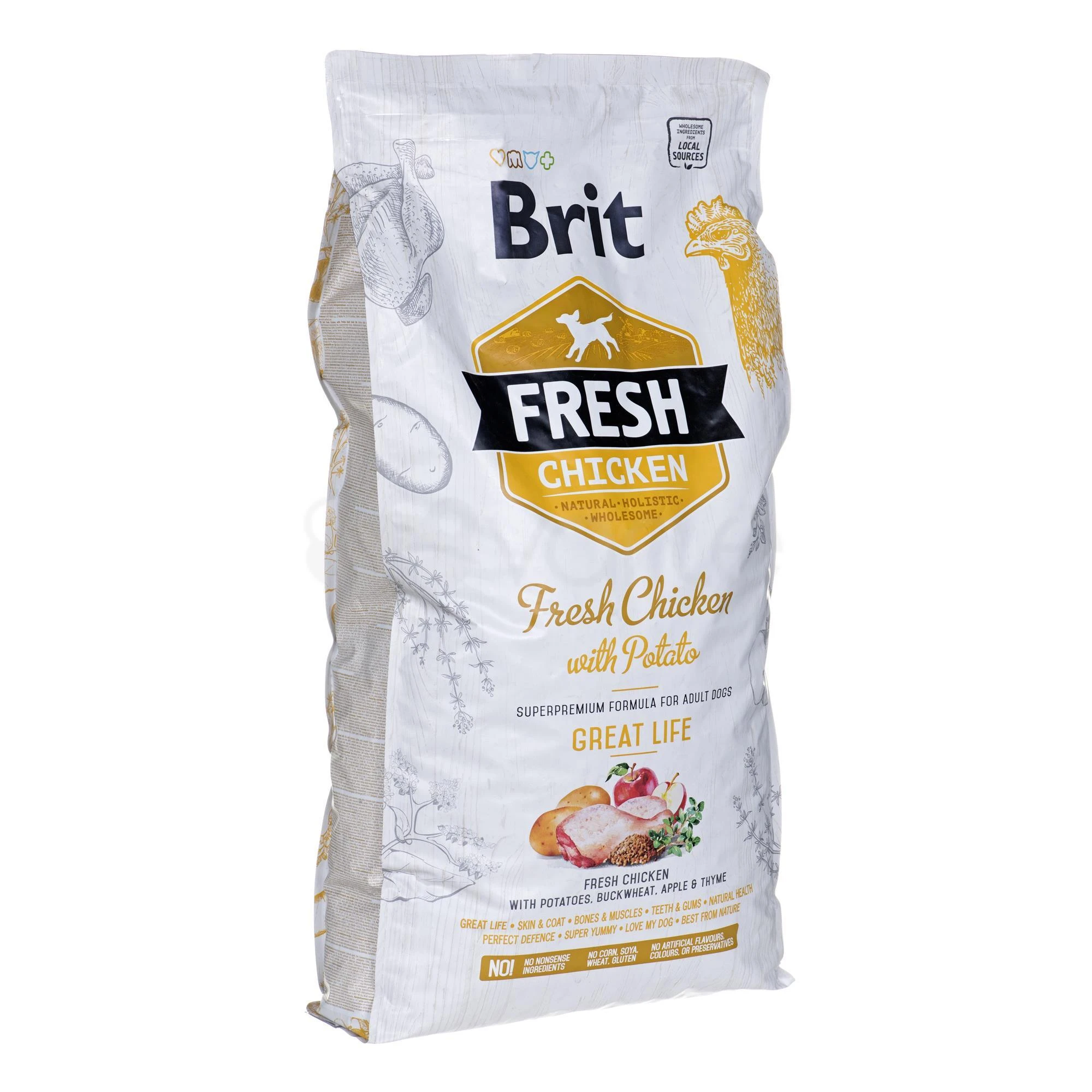 Brit Fresh Dog su vištiena ir bulvėmis Adult 12kg