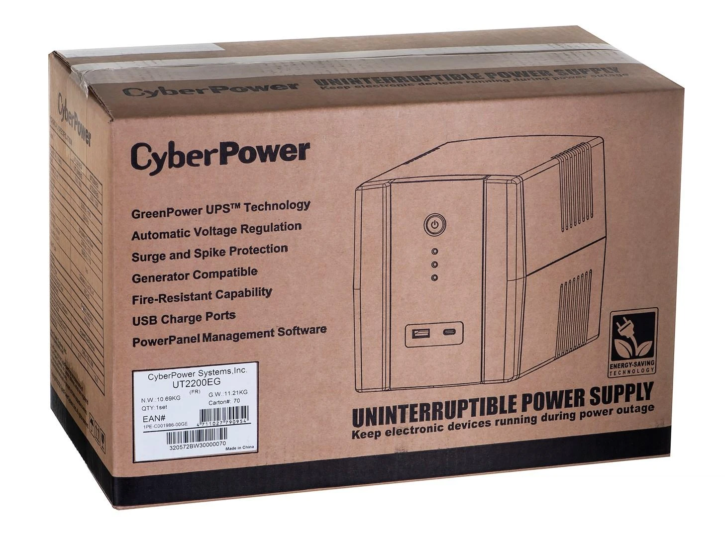 CYBERPOWER UT2200EG-FR Line-interaktyvus bokštas UPS 2200VA/1320W