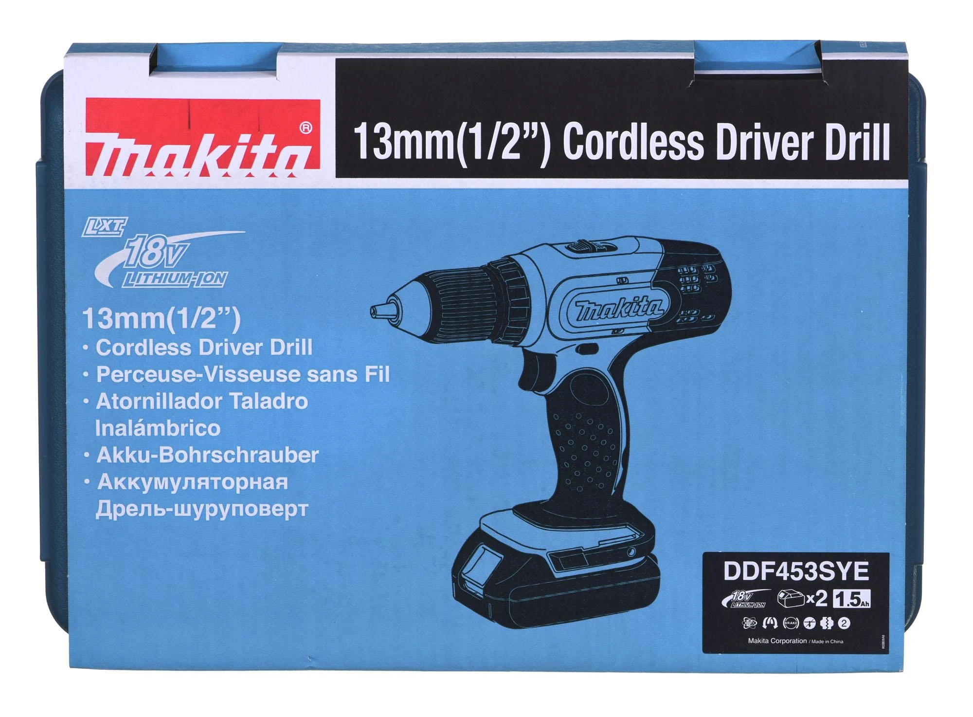 Makita DDF453SYE Akumuliatorinis gręžtuvas, 18 V, 2x 1,5Ah Li-ion, 42/27 Nm, 1,7kg