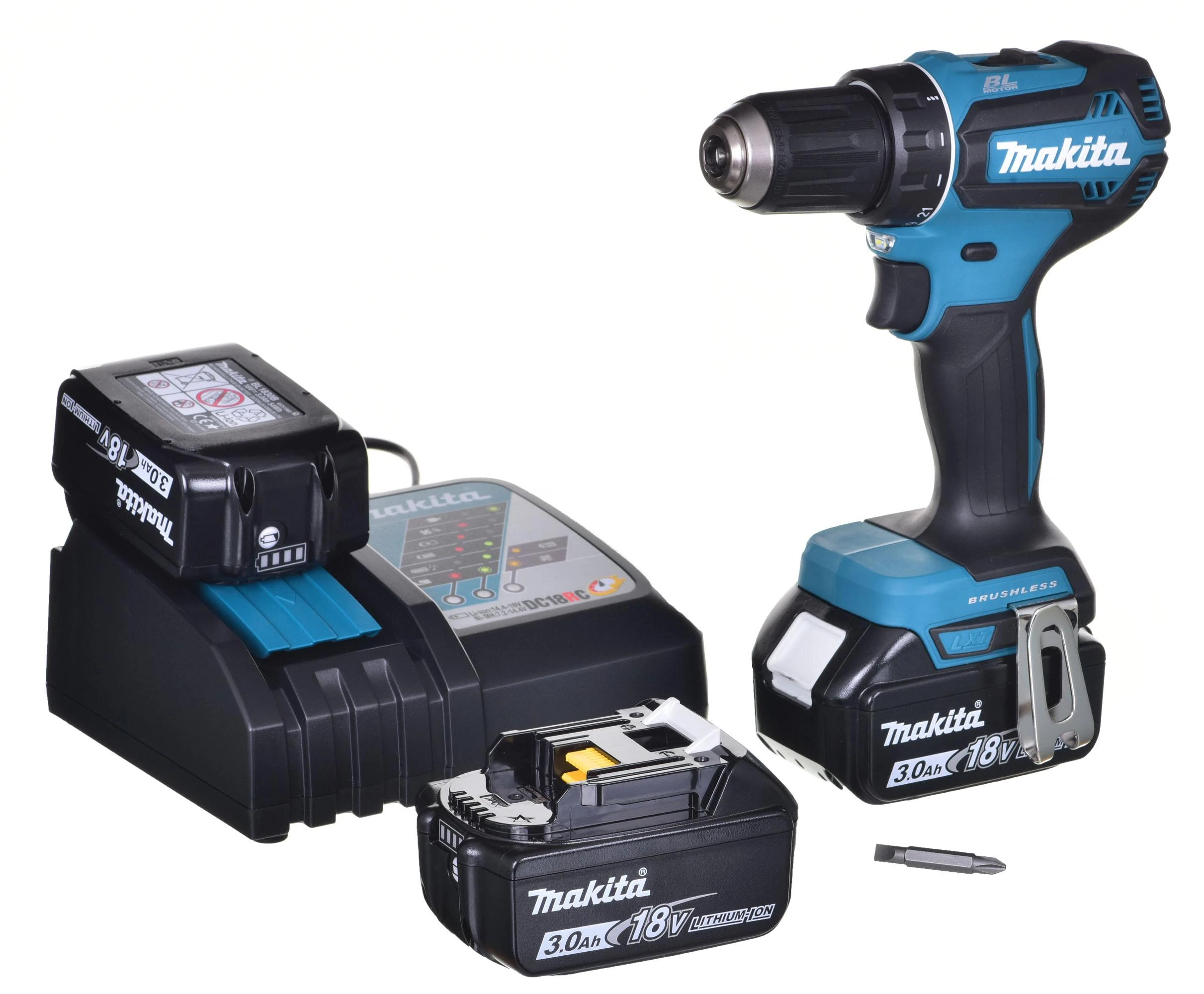 MAKITA.suktuvas-gręžtuvas DDF485RF3J 18V 50Nm 3x3,0Ah MAKPAC