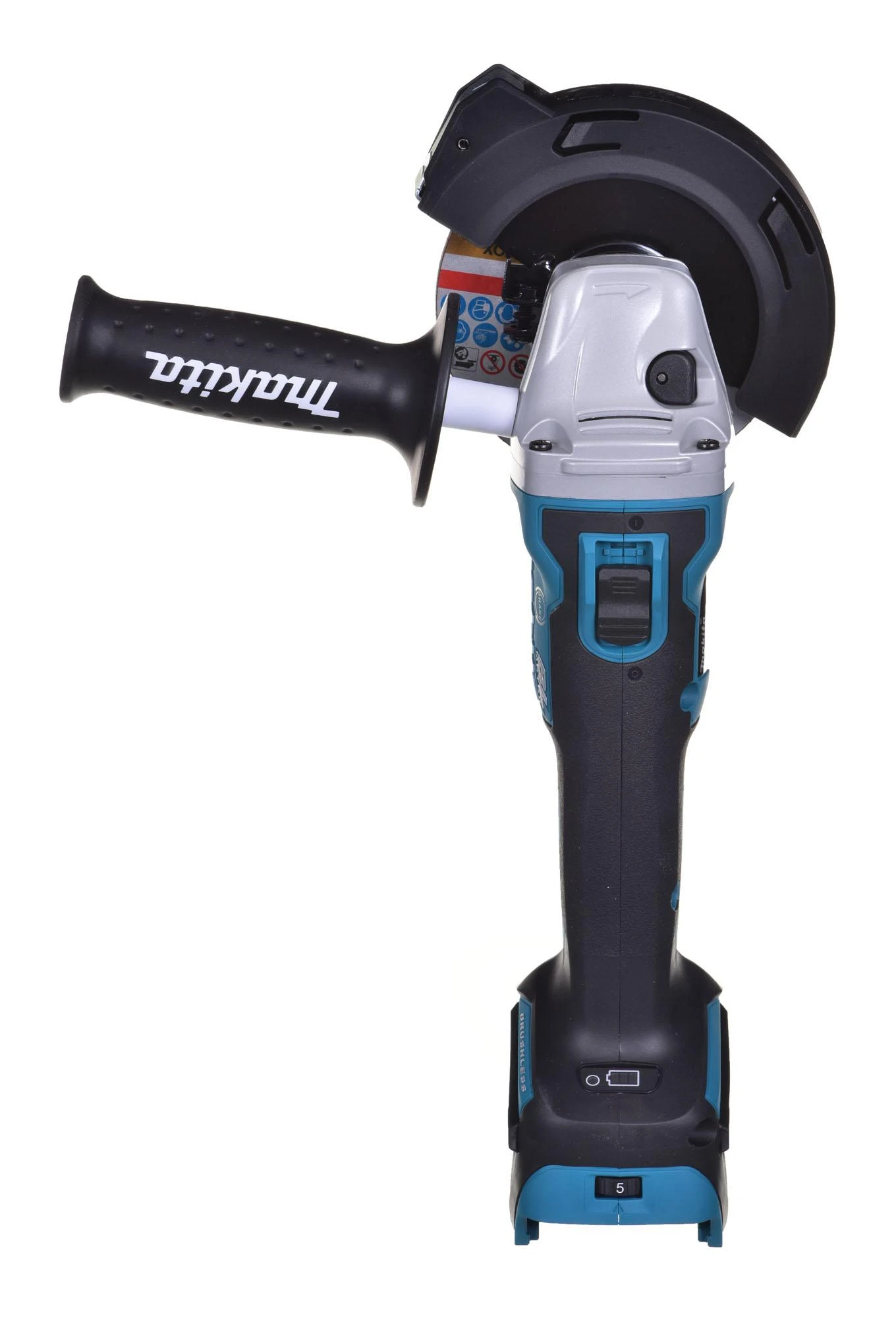 Makita kampinis šlifuoklis DGA513ZJ 18V 125mm be akumuliatoriaus ir kroviklio + lagaminas