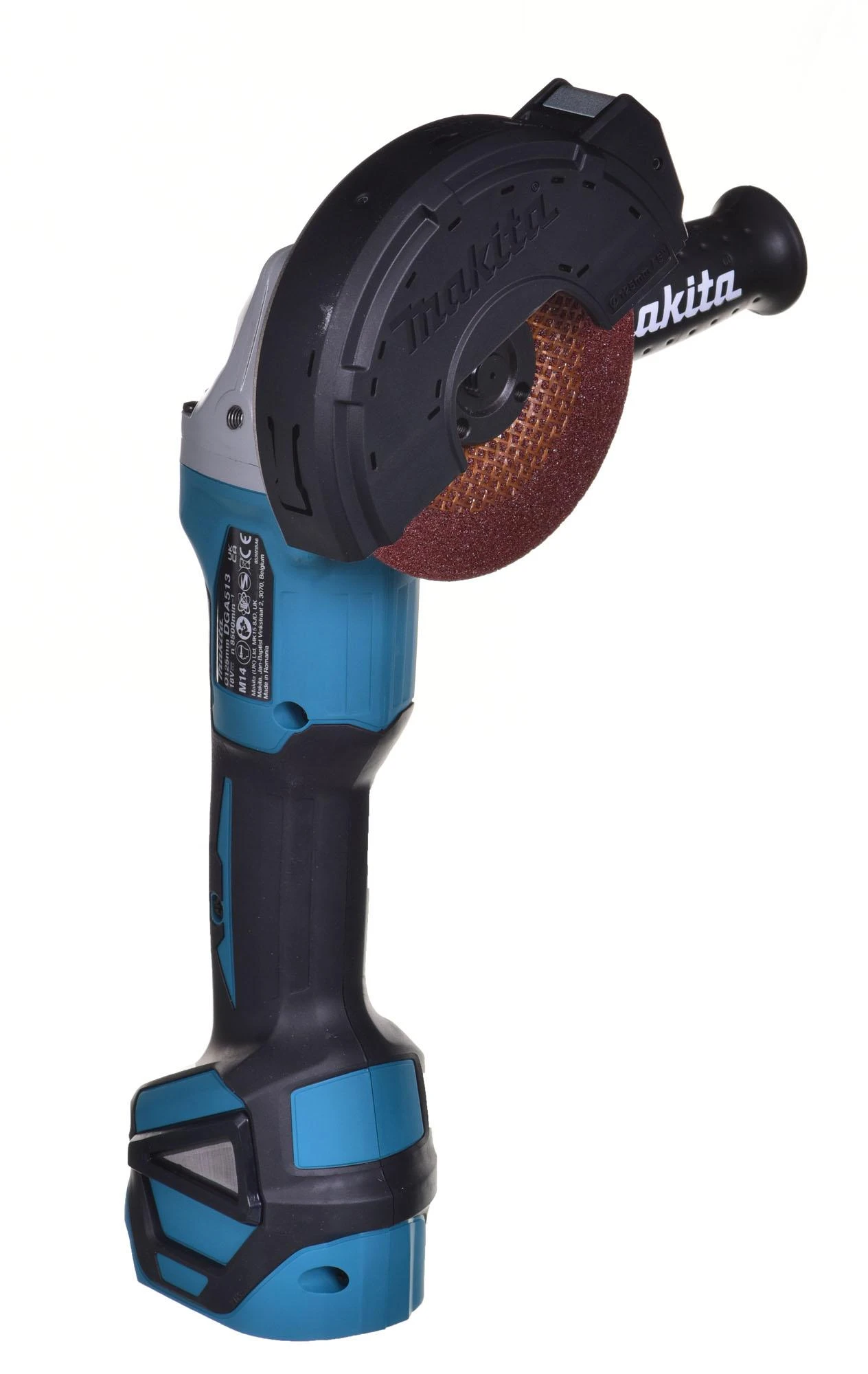 Makita kampinis šlifuoklis DGA513ZJ 18V 125mm be akumuliatoriaus ir kroviklio + lagaminas