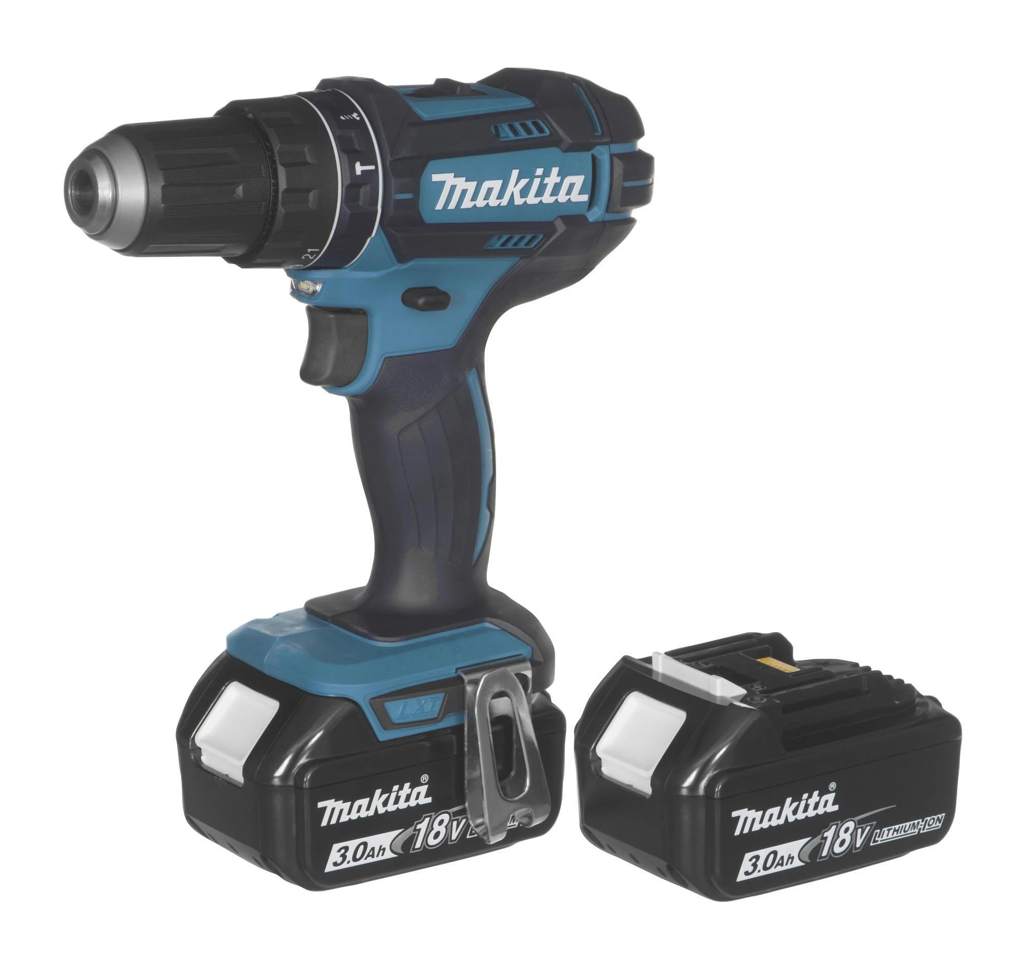 Makita DHP482 suktuvas su dviem 3.0Ah akumuliatoriais