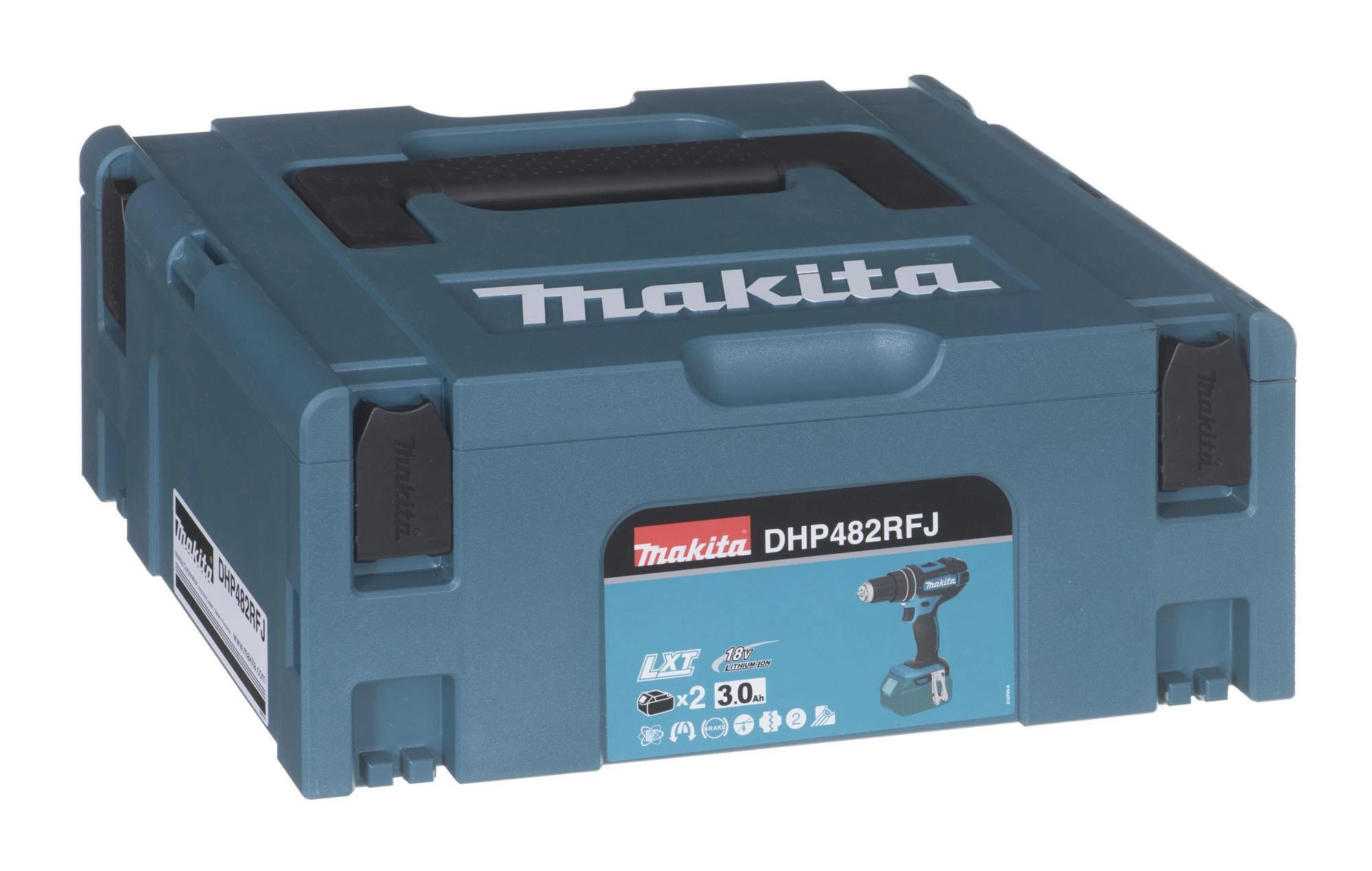 MAKITA smūginis suktuvas-gręžtuvas 18V 62/36Nm 2 x 3,0Ah LI-ION WALIZKA MAKPAC DHP482RFJ