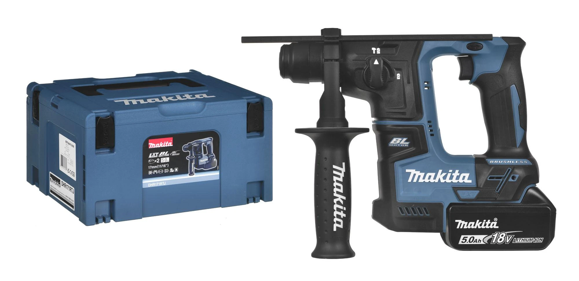 Perforatorius Makita DHR171RTJ; 18 V; 1,2 J; SDS-plus; 2x5,0 akum.