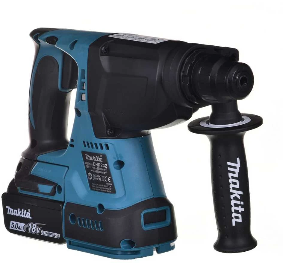 Akumuliatorinis perforatorius Makita DHR242RTJ; 2,0 J; SDS-plus; 18 V; 2x5,0 Ah akum.
