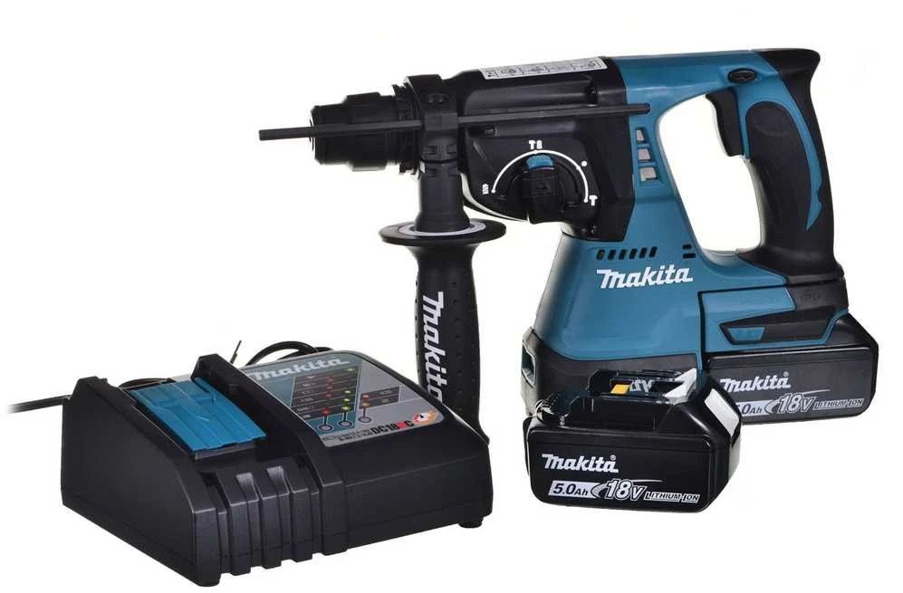 Akumuliatorinis perforatorius Makita DHR242RTJ; 2,0 J; SDS-plus; 18 V; 2x5,0 Ah akum.