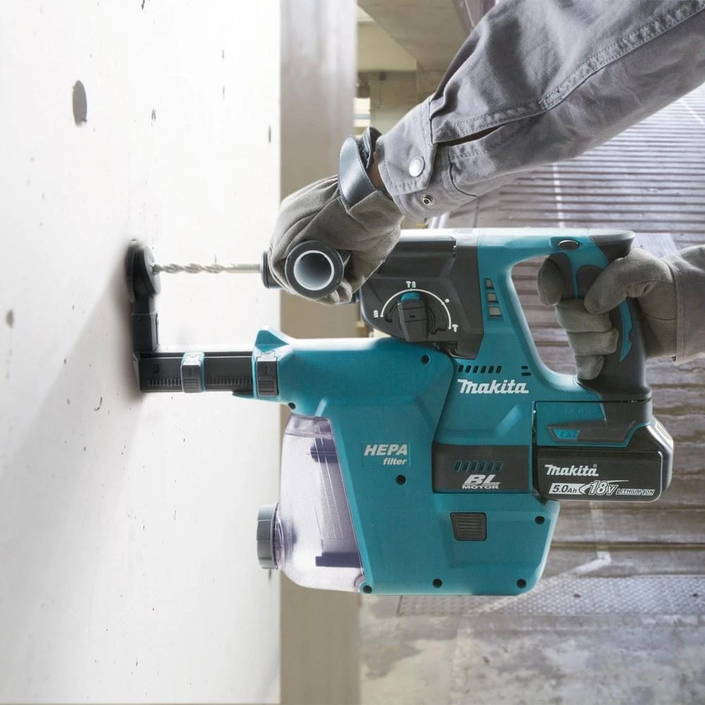 Makita DHR243RTJW Akumuliatorinis perforatorius 18 V 2x 5,0 Ah Li-ion, SDS-PLUS 2,0 J, 3,3kg LED, greitai pakeičiamas grąžto griebtuvas, BL-motor