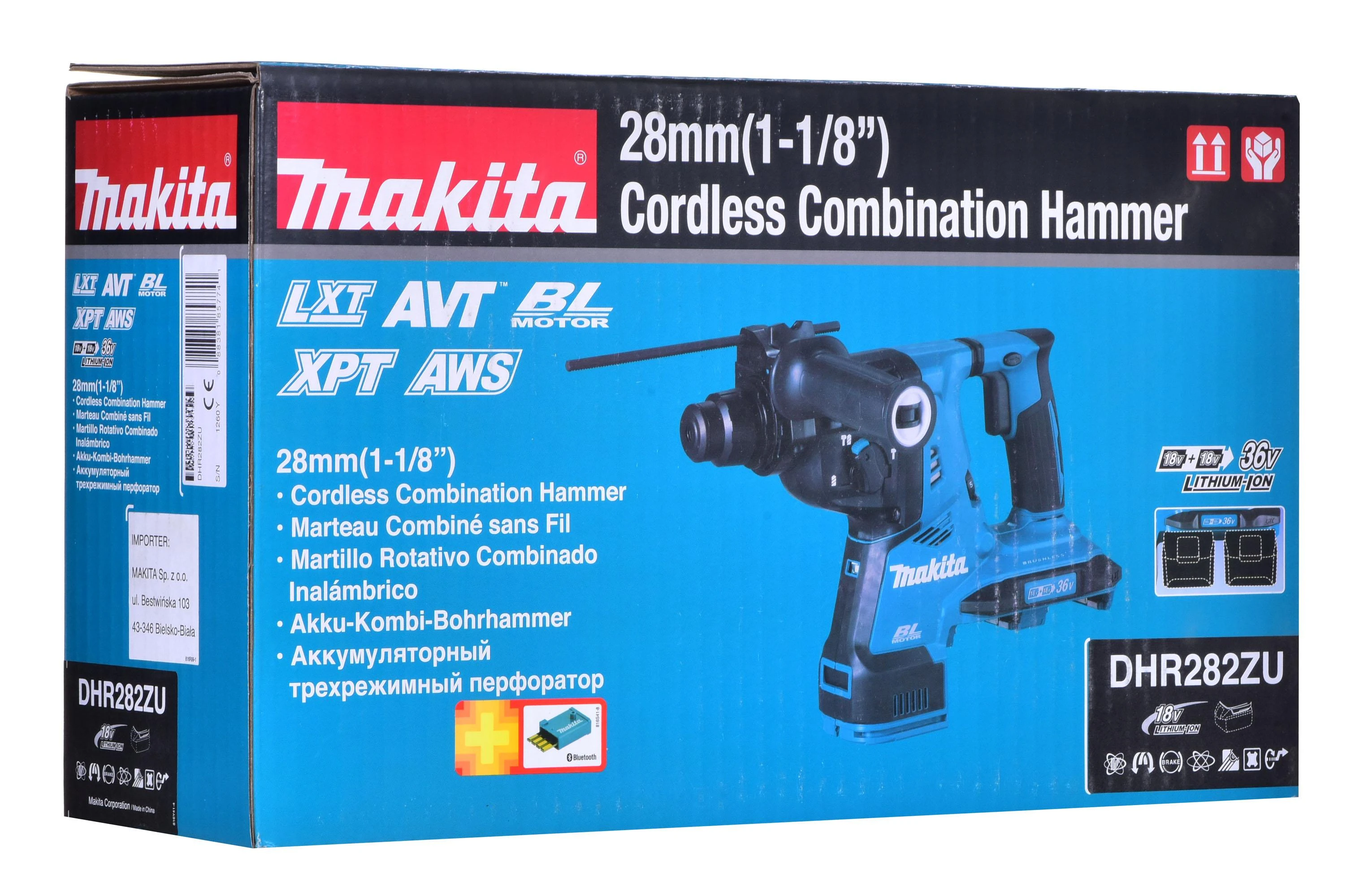 MAKITA GRĘŽIMO IR KALIMO KLAJTUKAS SDS-PLUS 2x18V 2,8J AVT BE BATERIJAŲ IR KROVITUVO DHR282ZU