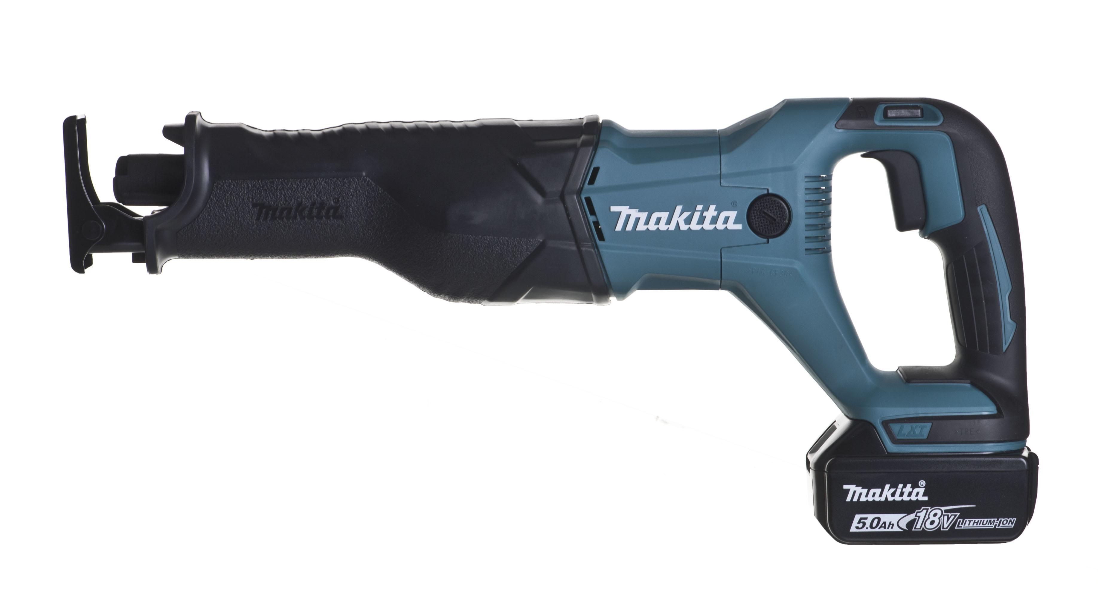 Akumuliatorinis tiesinis pjūklas Makita DJR186RTE; 18 V; 2x5,0 Ah akum.