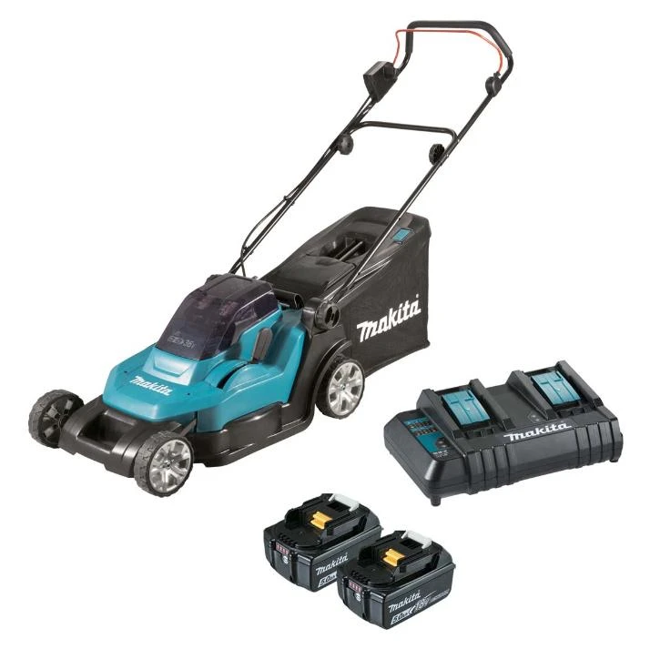 Makita Akumuliatorinė vejapjovė DLM432CT2 2x18V 2x5,0Ah 43cm